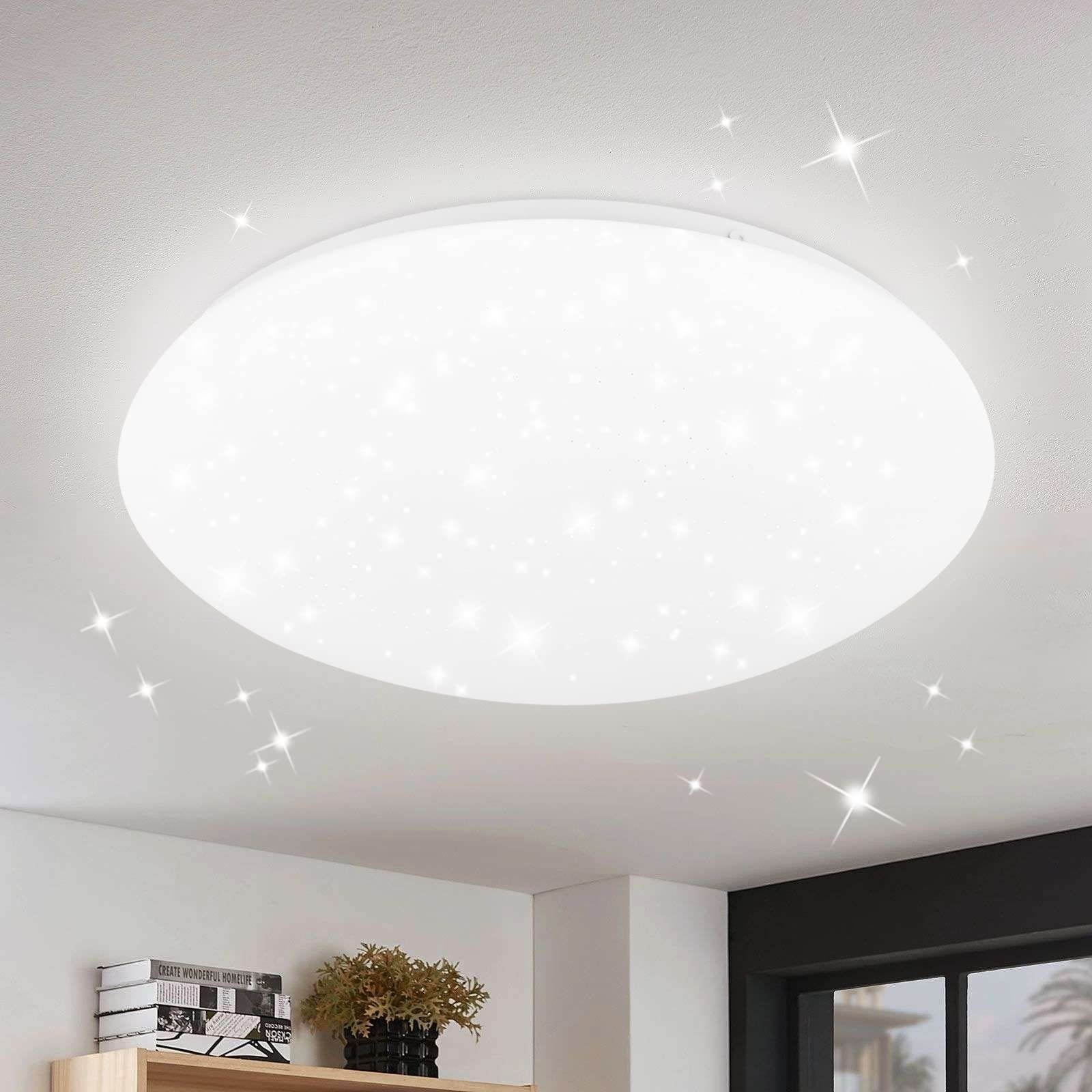 ZMH Nowoczesna lampa sufitowa LED Star w kształcie gwiazdy do salonu, okrągła/kwadratowa, IP44