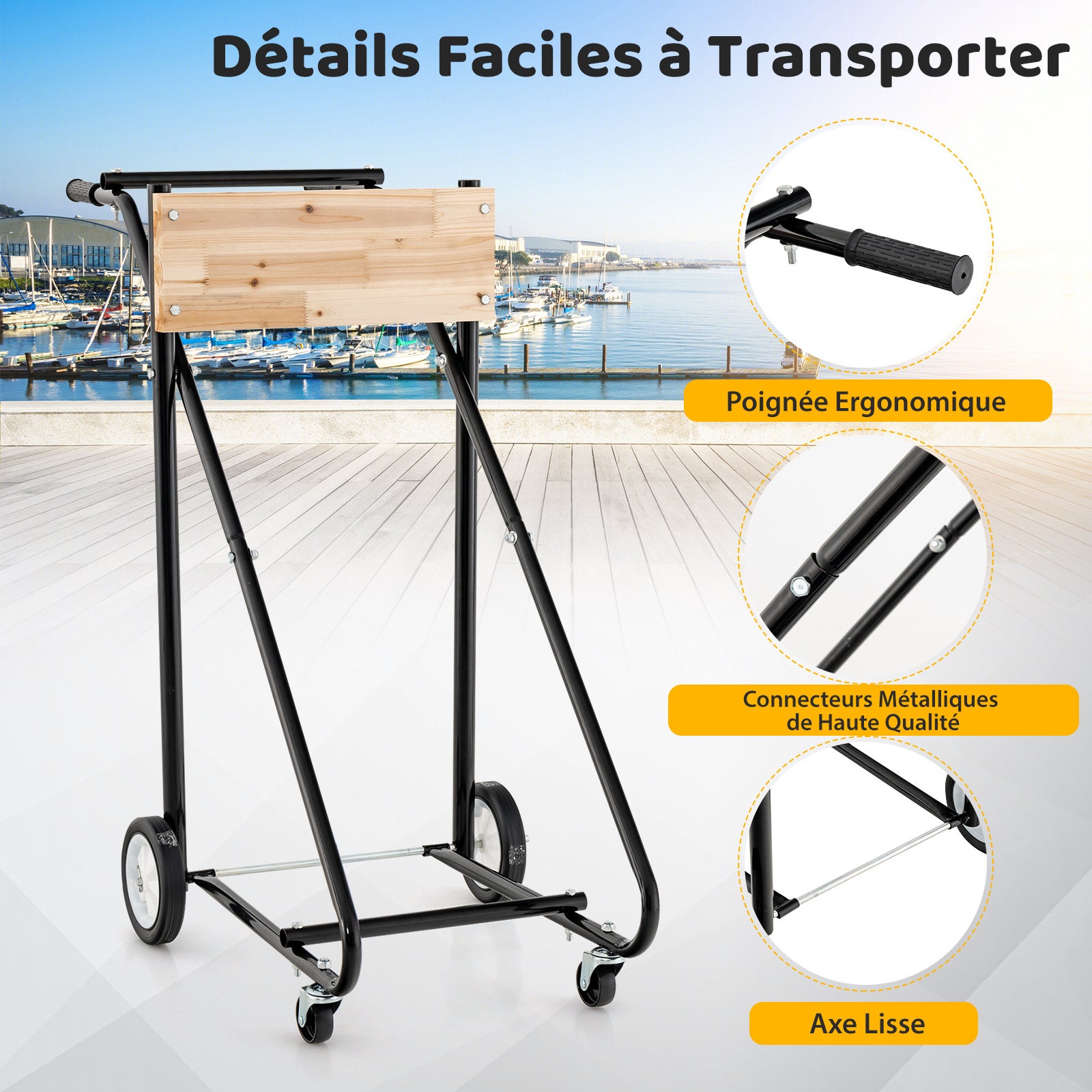 Support Moteur de Bateau Hors-Bord, Chariot de Transport de Moteur, Capacité de 150 KG, pour Réparation, Entretien, et Transport de Moteurs - 5