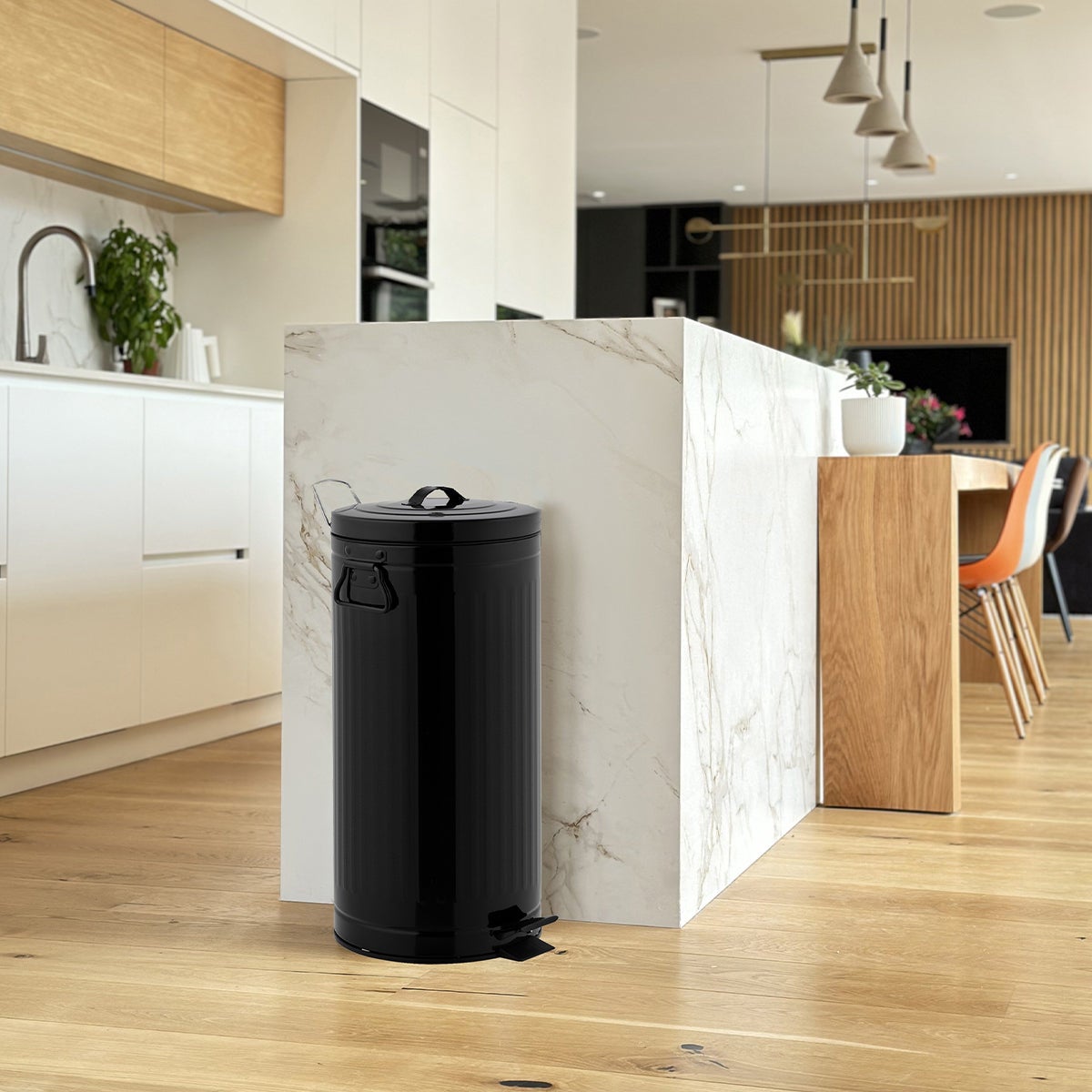 Kosz na Śmieci z Pedałem Inox BROOKLYN czarny 30L