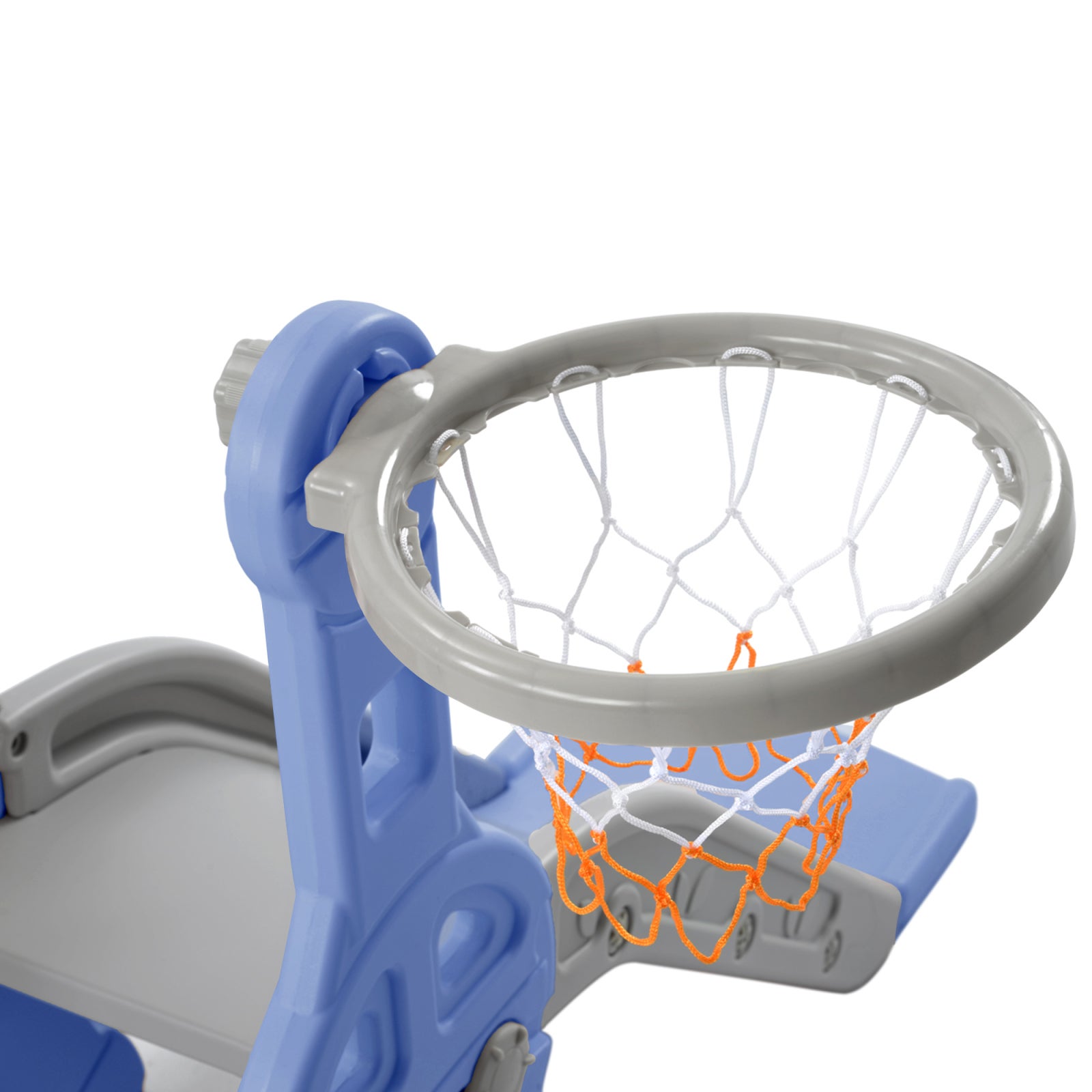 Toboggan Enfant 4 en 1 Toboggan Bebe avec Balançoire et Panier de Basket pour Les Enfants de 1 à 6 Ans, Aire de Jeux Intérieure et Extérieure, Bleu - 9