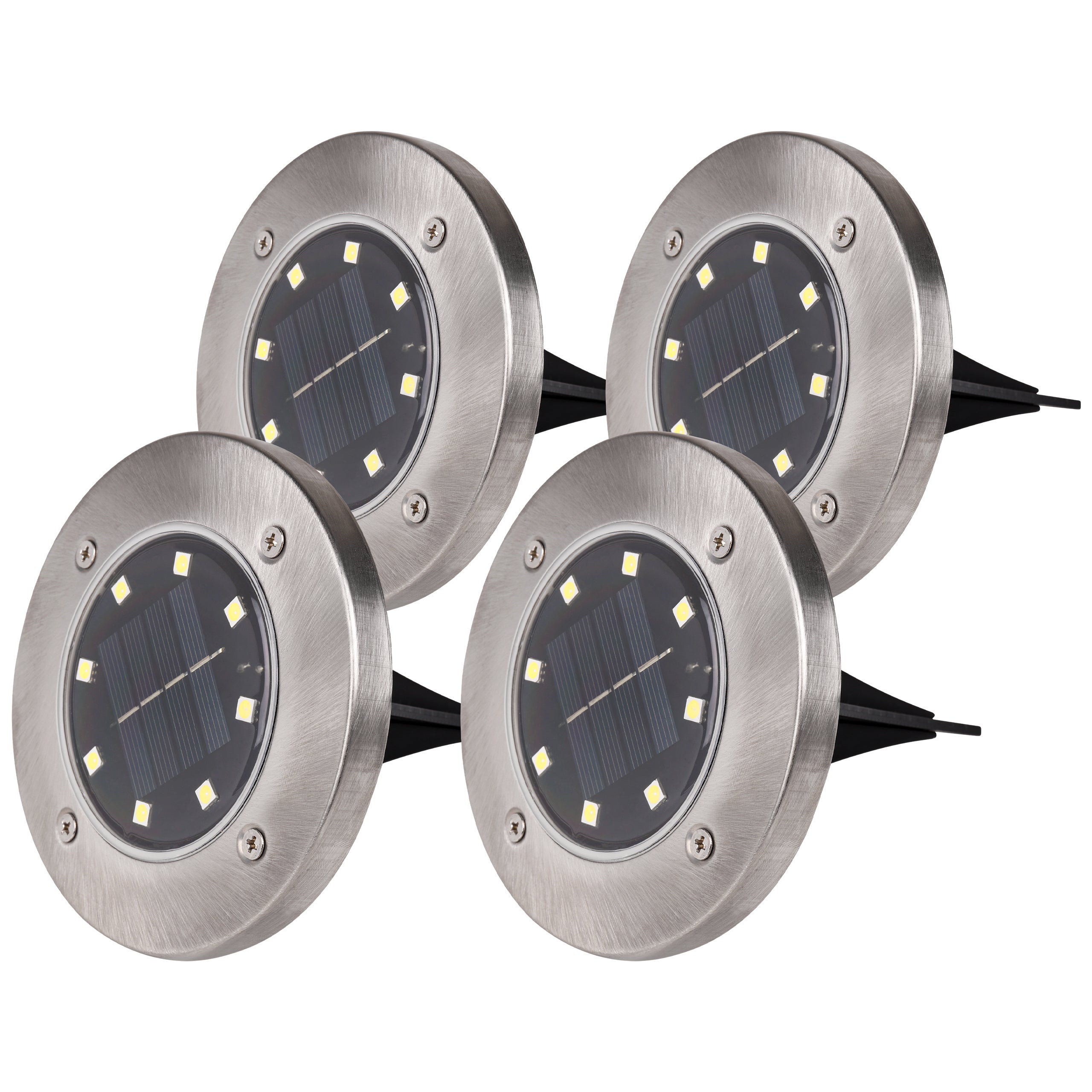 Lampa solarna LED 4szt ogrodowa wbijana 8xSMD IP54 5500-6000K zimna biel czujnik zmierzchu MasterLED