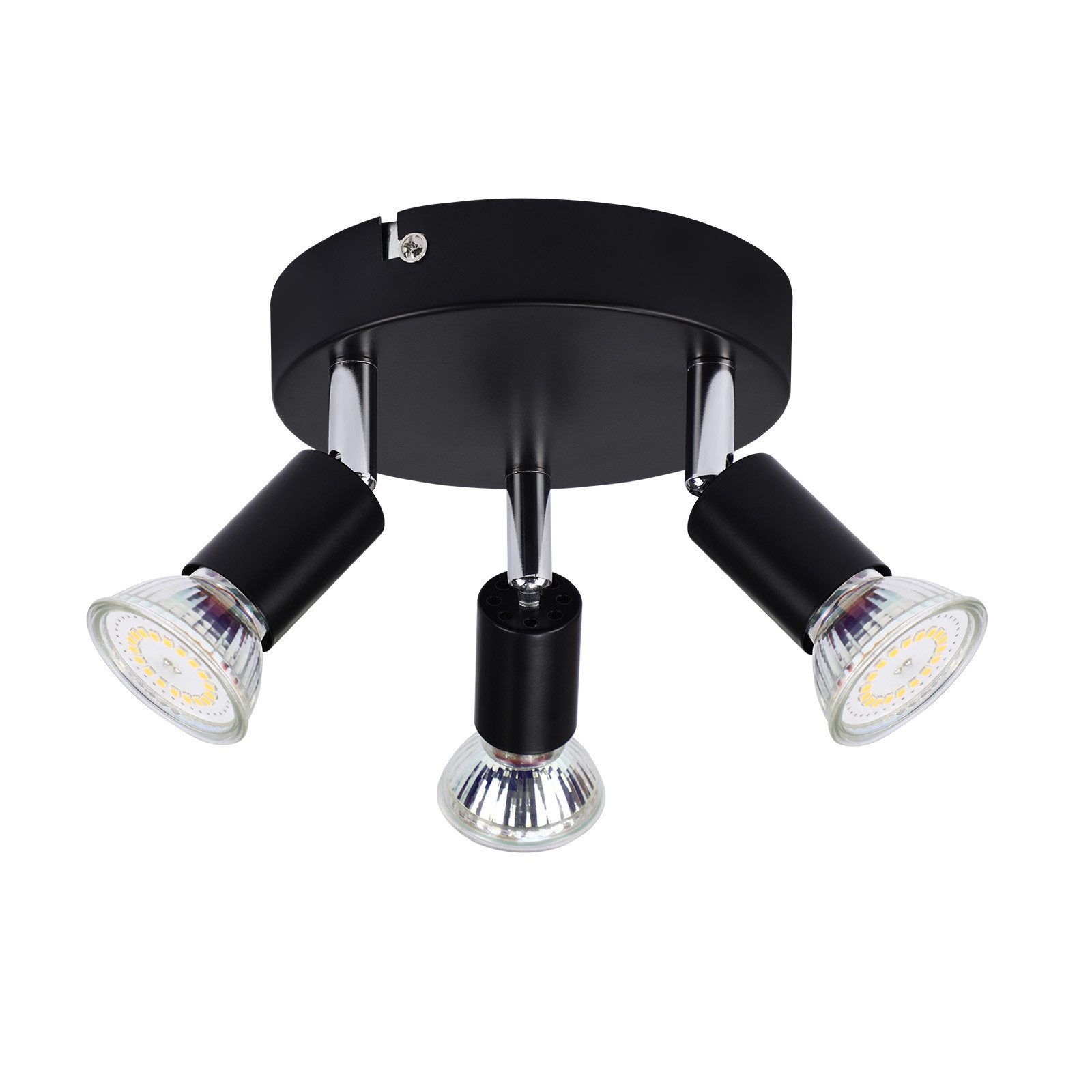 Nettlife Reflektorowa sufitowy 3-punktowy GU10, regulowany, czarny metal, Lampa industrialna do kuchni