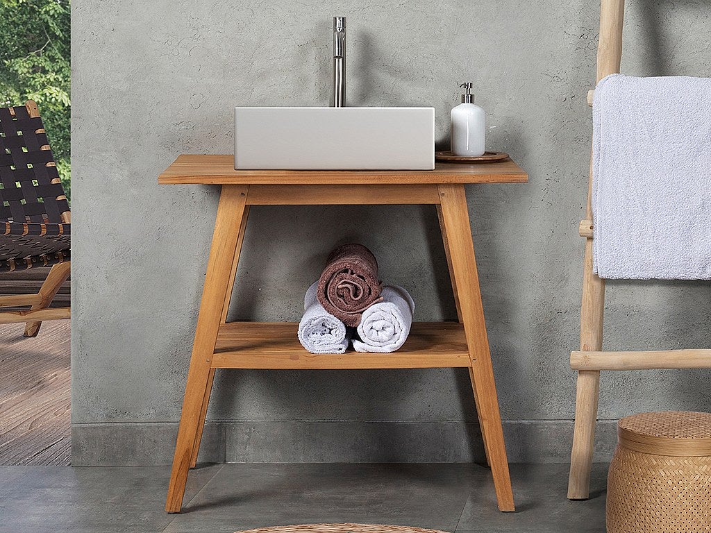 Szafka pod umywalkę z drewna teak – 80 cm – BOBOTSARI