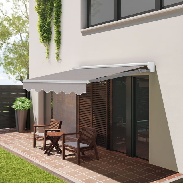 Toldo Exterior Retrátil 4x2,5m Cinza Poliéster – Estrutura Semicofre de Alumínio – Lona Proteção Solar