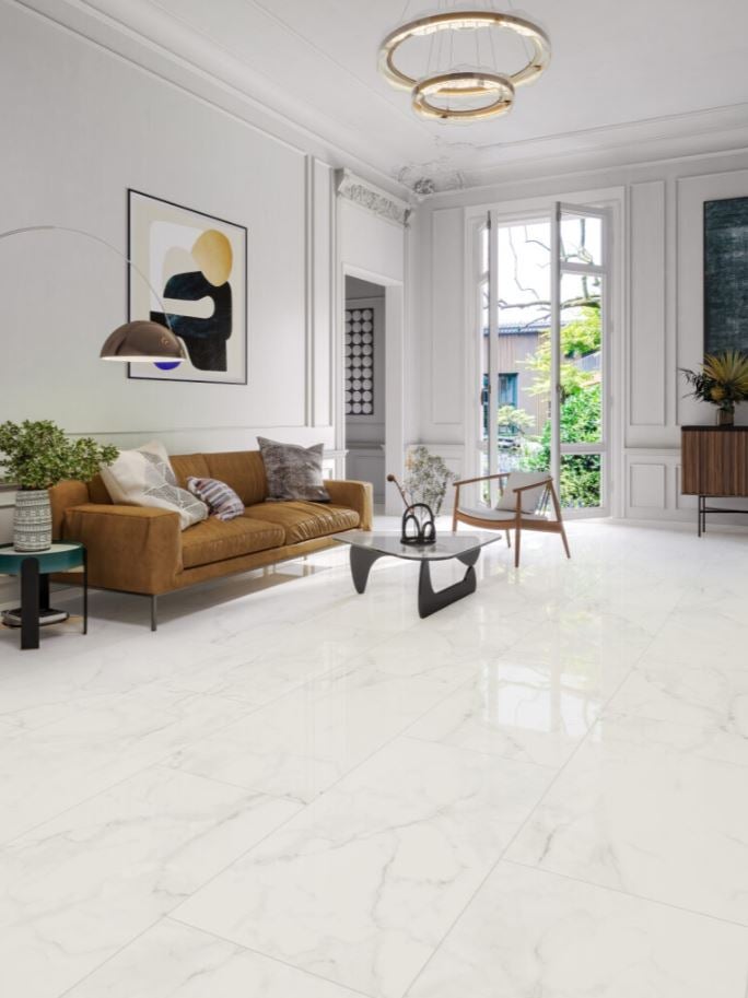 Mosaïque Céramique Calacatta Blanc Crème - Pour Sol Et Mur - Résistant Au Gel - Style Intemporel