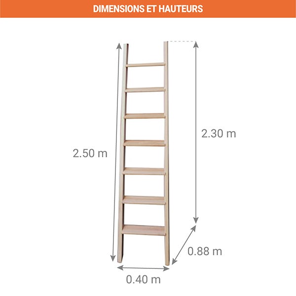 Echelle meunier 9 marches - Hauteur à atteindre 2.30m - BMP250 - 2