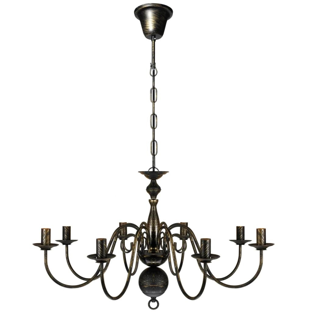 Lustre en métal noir antique 8 x E14 ampoules - 2