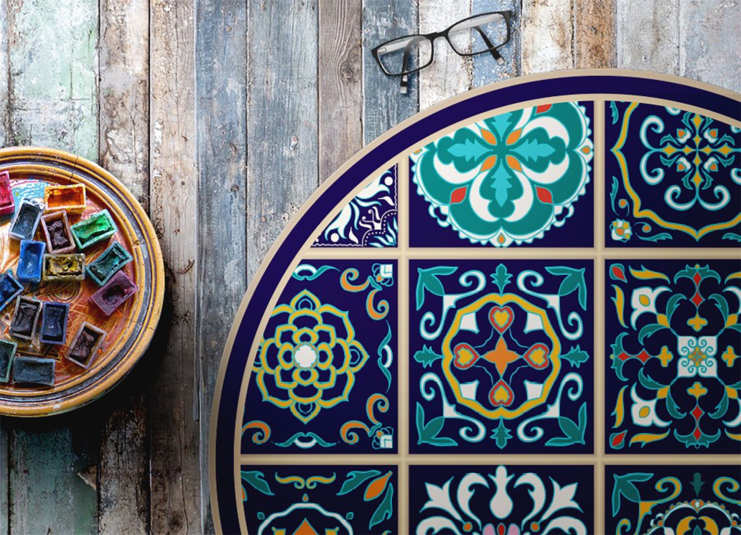 Vinile tappeto portoghese tradizionale, tappeto in vinile decor classico ideale per interni moderni 80x80 cm – Tulup - 3