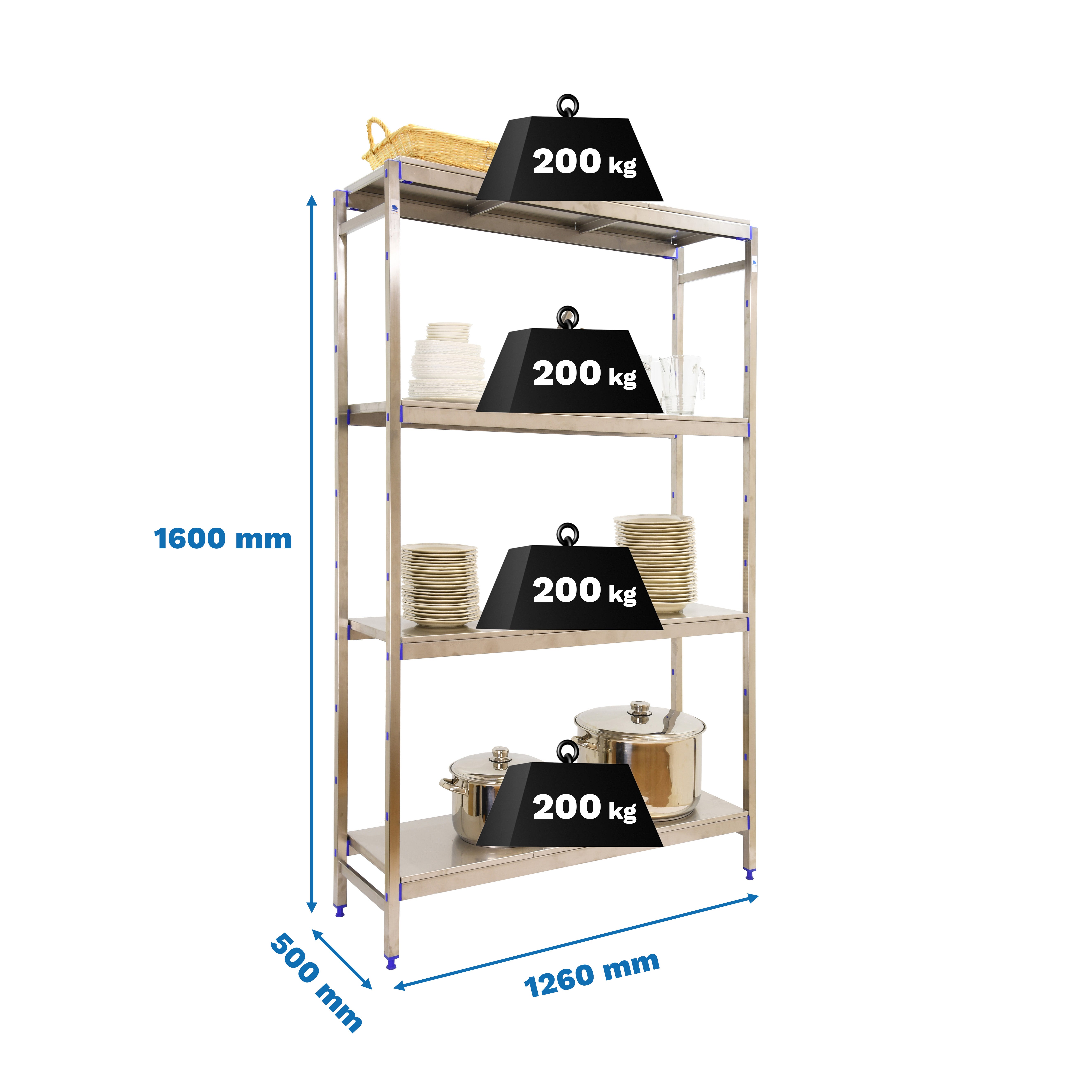 SIMONINOX Étagère 4 étagères en métal sans vis (160x126x50cm) INOX ...