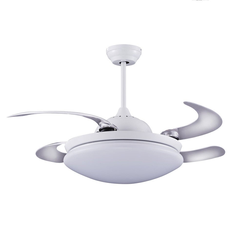 Ventilatore da soffitto luce LED 36W Twin moderno bianco con pale a discesa e telecomando ø112cm - 3