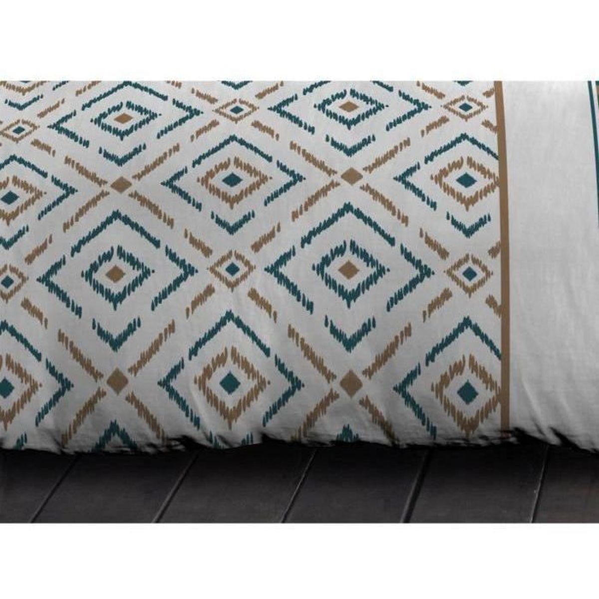 Parure de couette microfibre ETHNO HOME LINGE PASSION 220x240 cm bleu blanc - 4