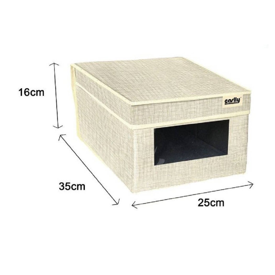 Trade Shop - Scatola Porta Documenti Ufficio Box Organizer Portatutto 25x35x16cm Grigio 69690 - - 4