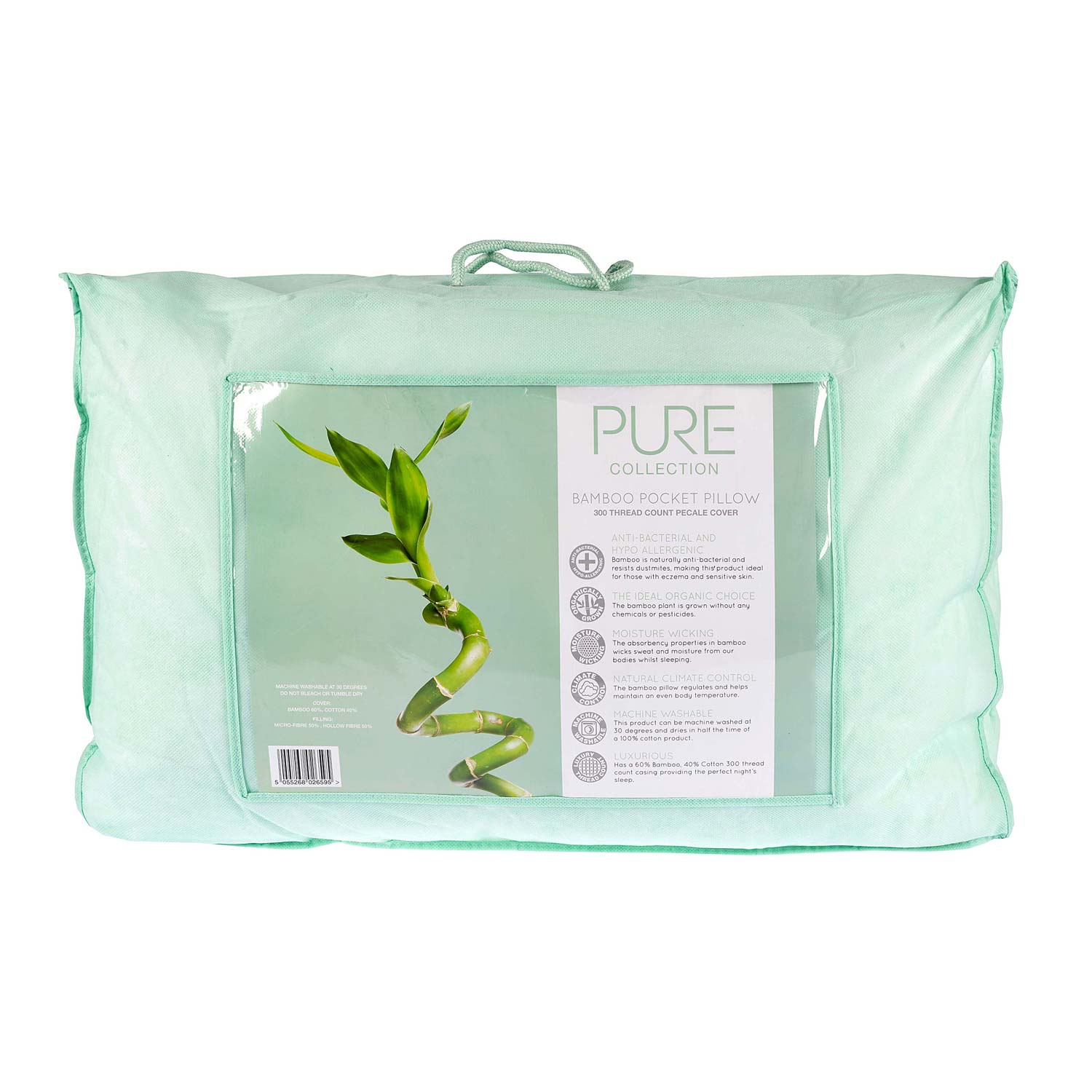 Oreiller Mémoire De Forme En Bambou 70x40 Cm - Soutien Cervical, Hypoallergénique, Anti-acariens Et Respirant