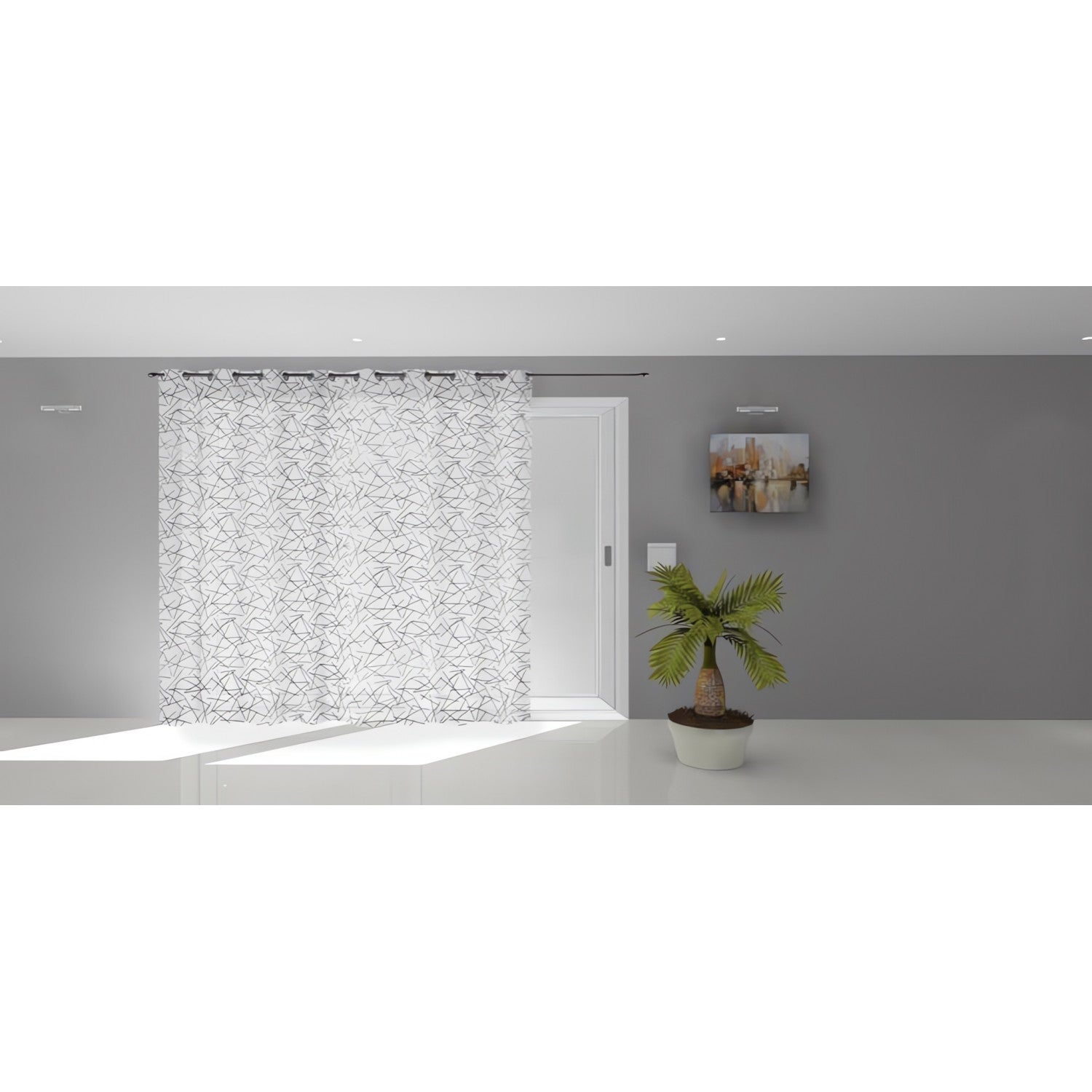 Voilage Pour Baie Vitrée 280x250 Cm - Jacquard Blanc Et Or, 16 Oeillets Inox | Prêt à Poser, Lavable En Machine - 7