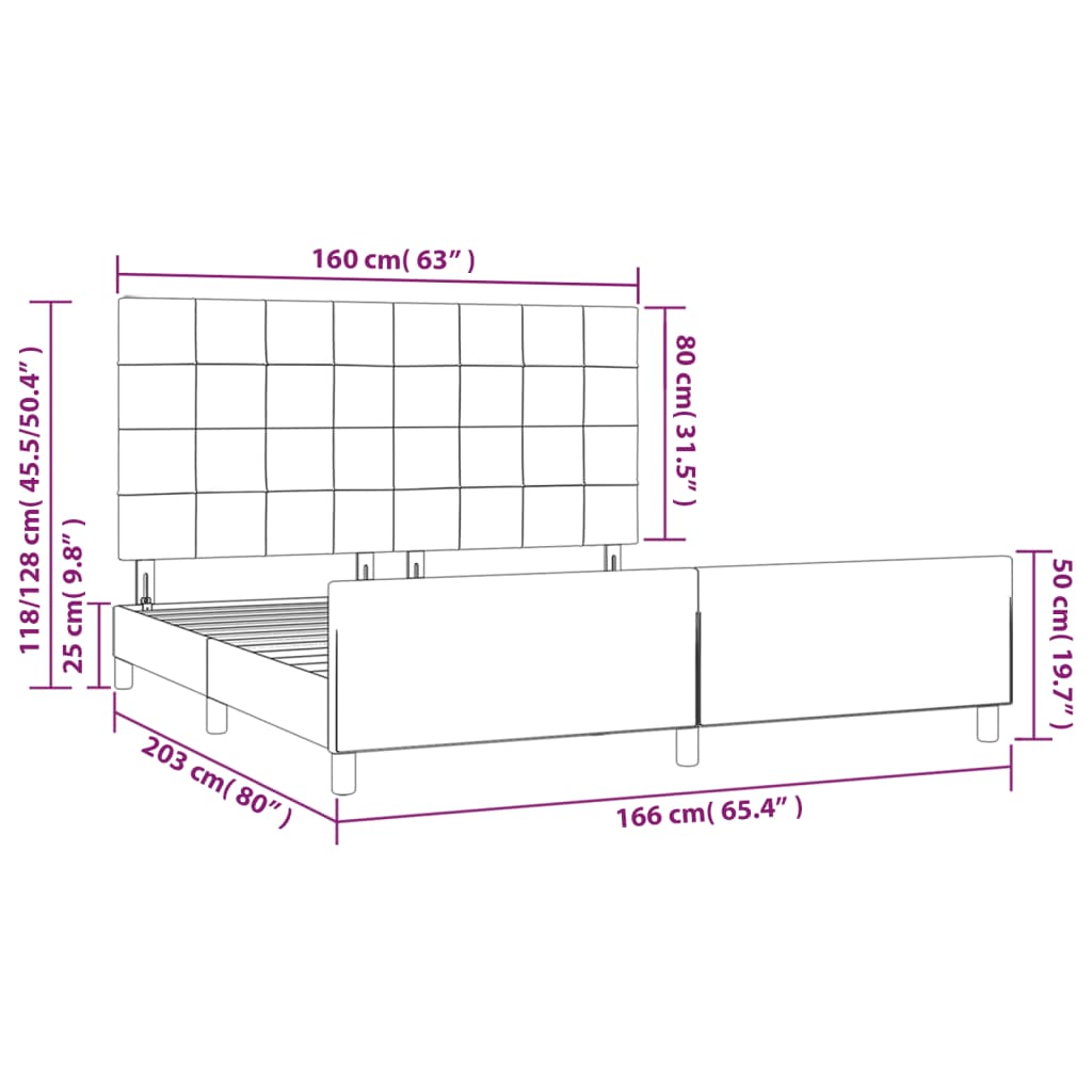 Cadre de lit sans matelas gris clair 160x200 cm velours - 3