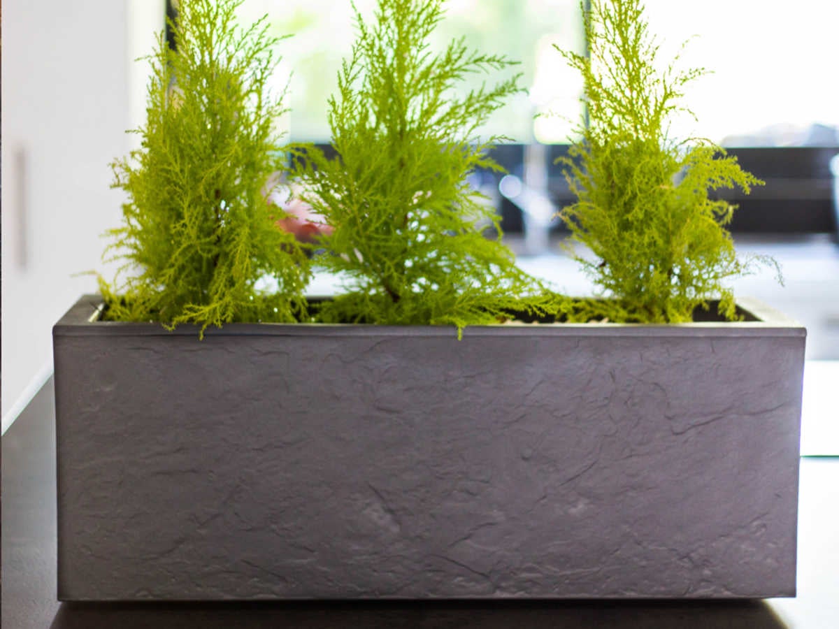 Balconnière rectangulaire Volcania Up effet pierre 25 L Anthracite - Eda - 4