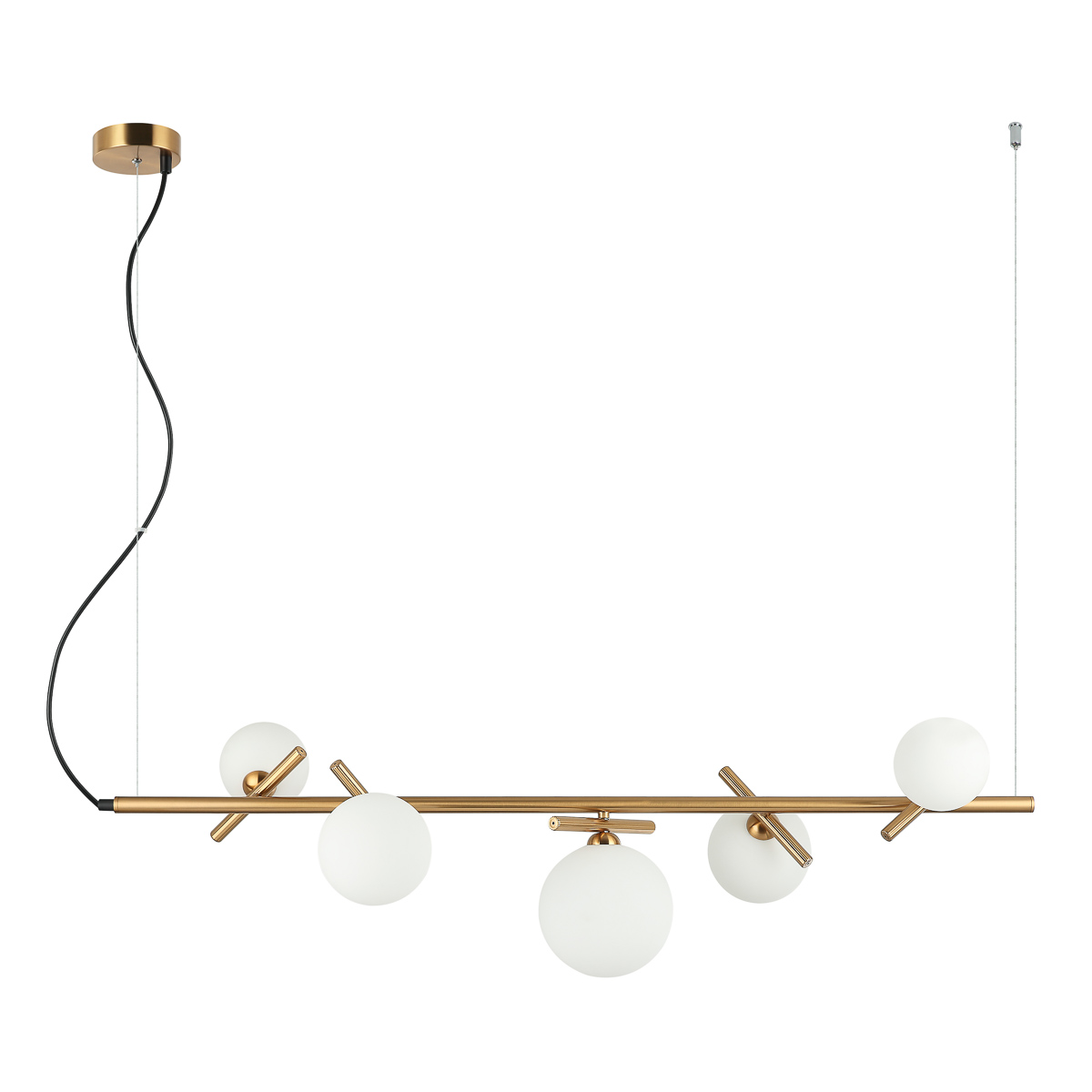 Lampa wisząca białe kule Reverso mosiężna 5xG9x25W metal wym:95x102x30cm IP20 Italux