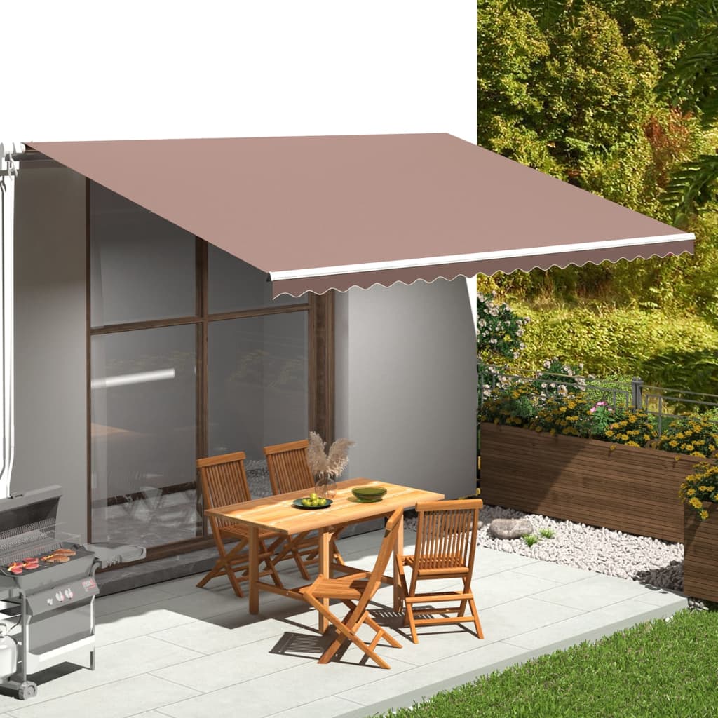 Tissu De Remplacement Pour Store Banne Rétractable 5x3m - Toile Imperméable En Polyester - Couleur Camel