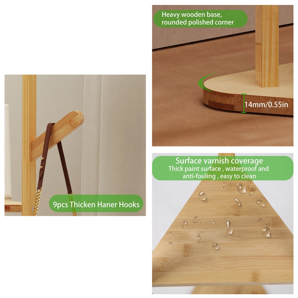 Cintre simple sur pied, cintre multifonctionnel pour vêtements et sacs, adapté au salon, à la chambre et au couloir - 7