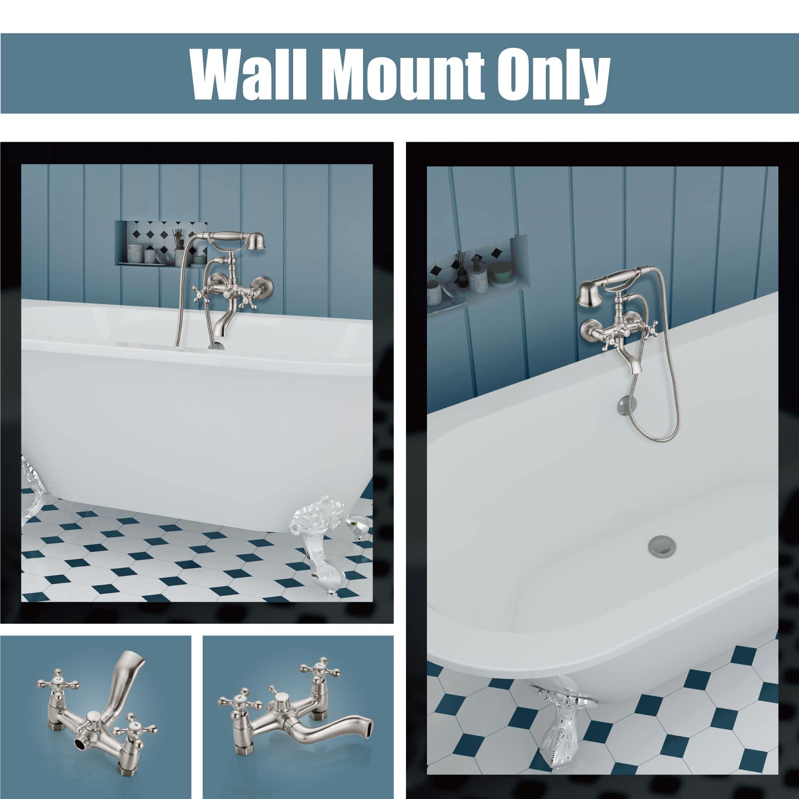 Ensemble de douche mural, robinet de baignoire avec douchette, robinet ...