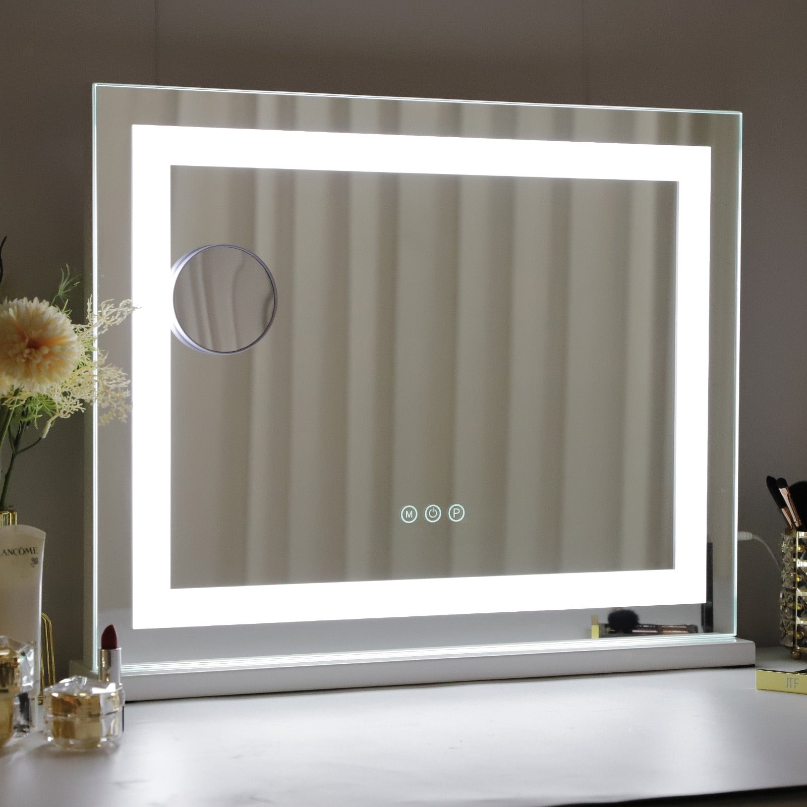 Miroir de maquillage Hollywood lumineux LED coiffeuse mural - 58 x 46 cm - Bande LED - 2