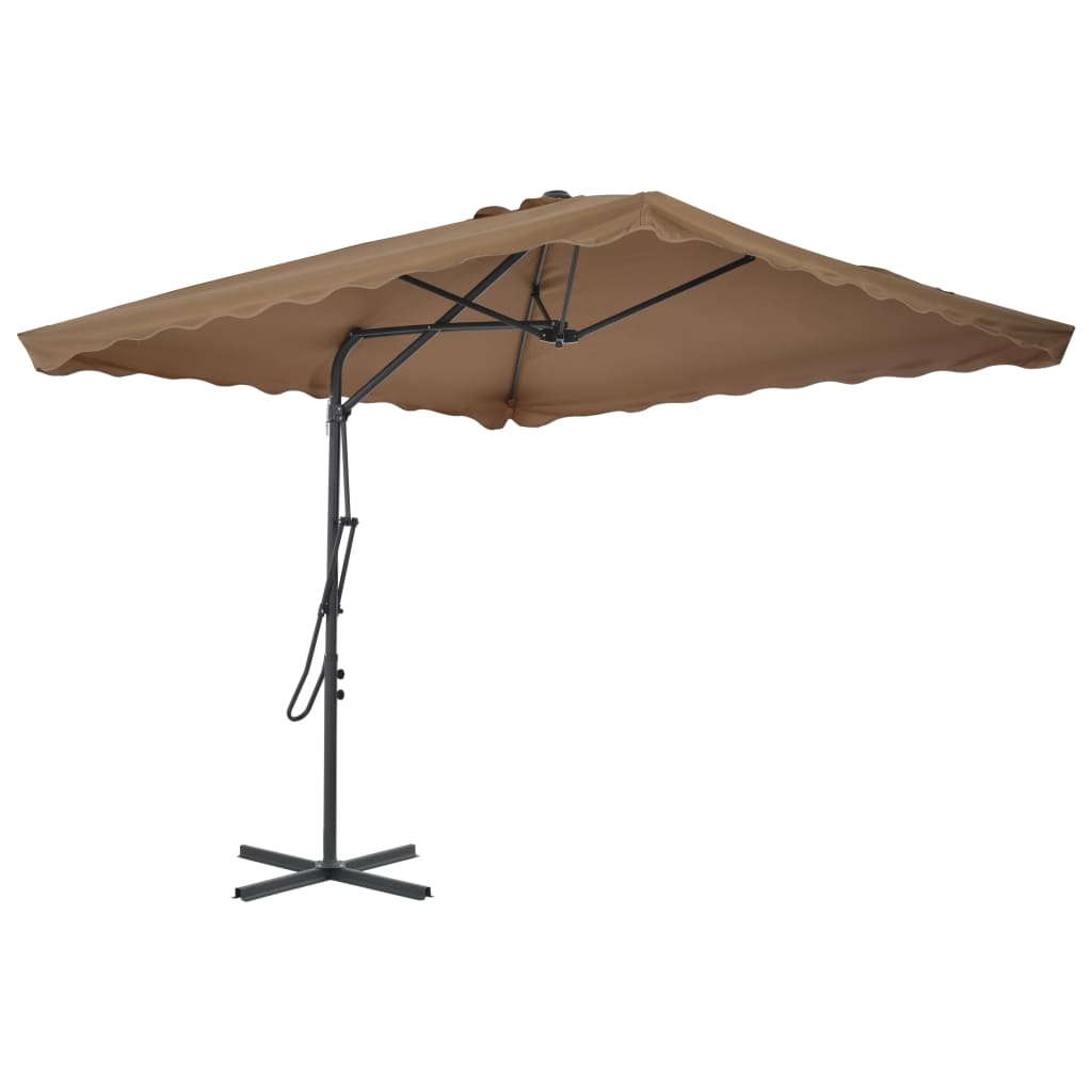 Parasol d'extérieur déporté avec poteau en acier 250x250 Taupe - 3