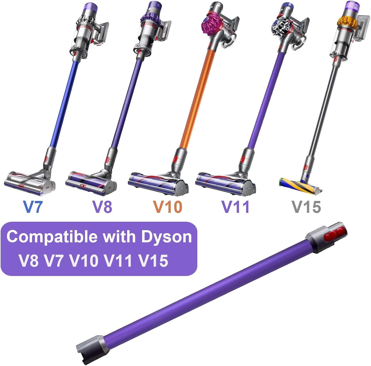 Tube d'extension de Rechange pour Dyson V11 V15 V10 V7 V8 Aspirateur Sans Fil, Tube Rallonge en Aluminium Baguette Extensible(Violet,72cm) - 2