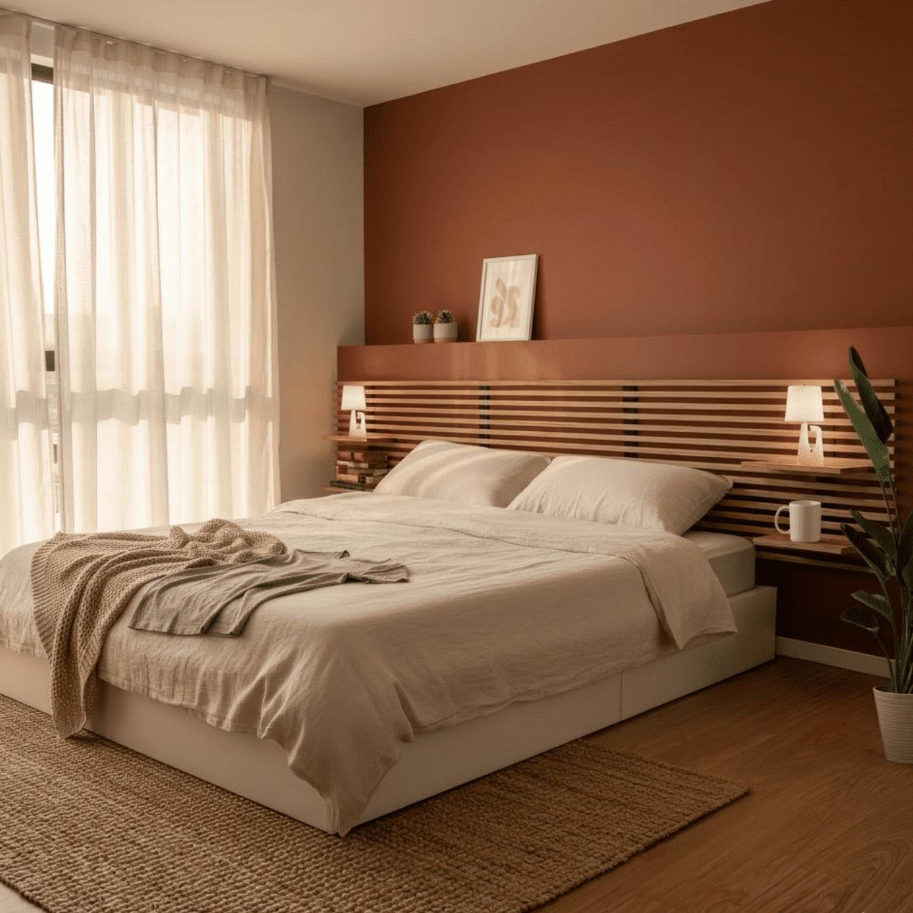 Tête de lit en pin avec étagères, L.250 x H.56 cm x P.21 cm - 3
