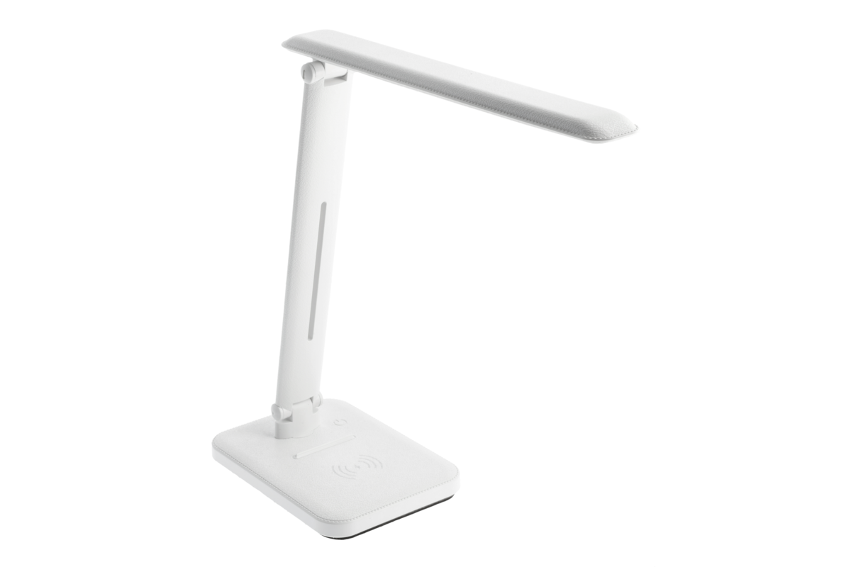 Lampka biurkowa IZUKA, LED, 6W, 400lm, CCT, AC220-240V, IP20, ładowarka indukcyjna, biały