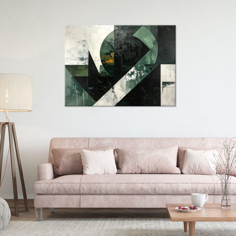 Obraz do salonu sypialni biura kuchni, Abstrakcja kształty zielony szary 60x40 - 2