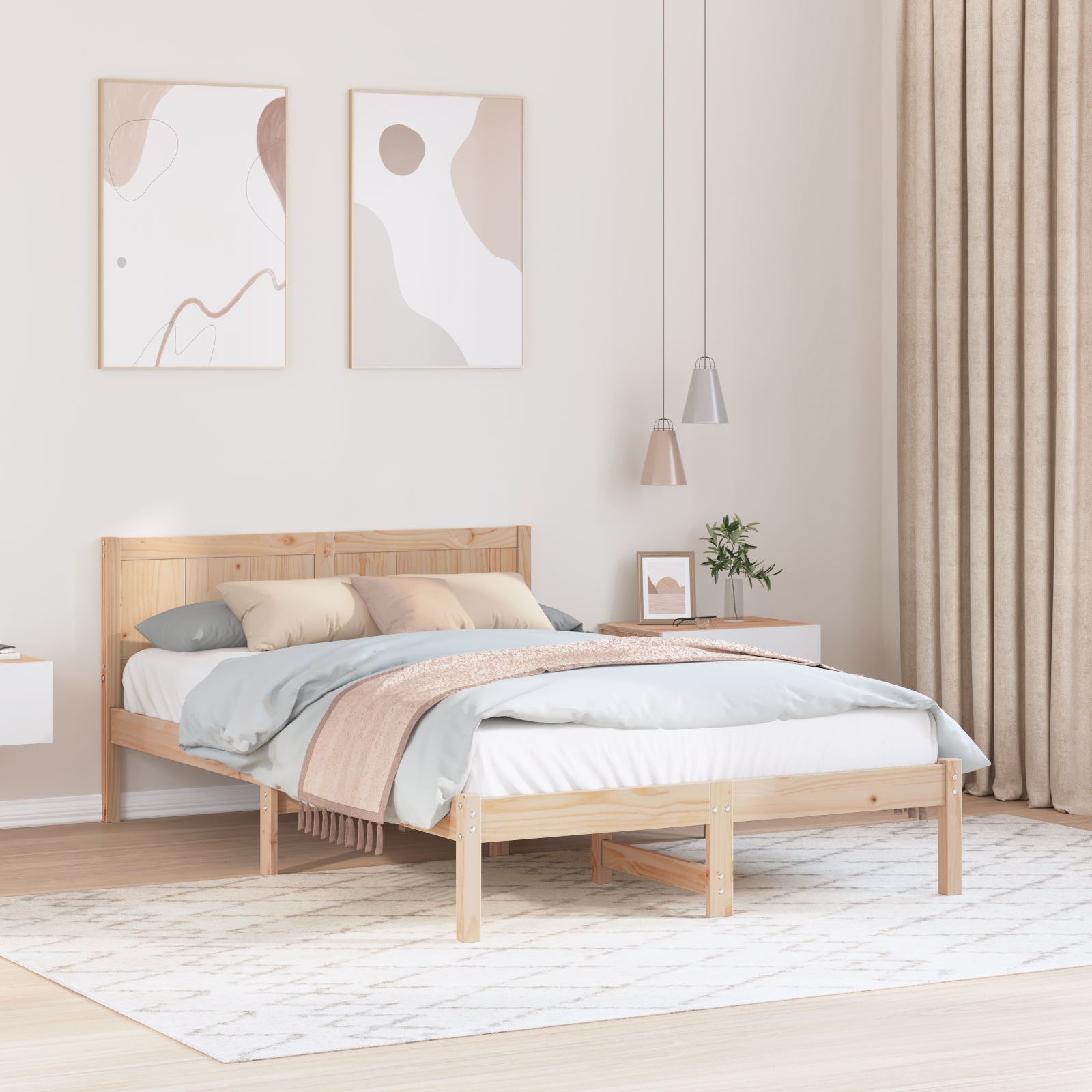 Ramka łóżka Brązowy 140 x 190 cm Lite drewno sosnowe vidaXL