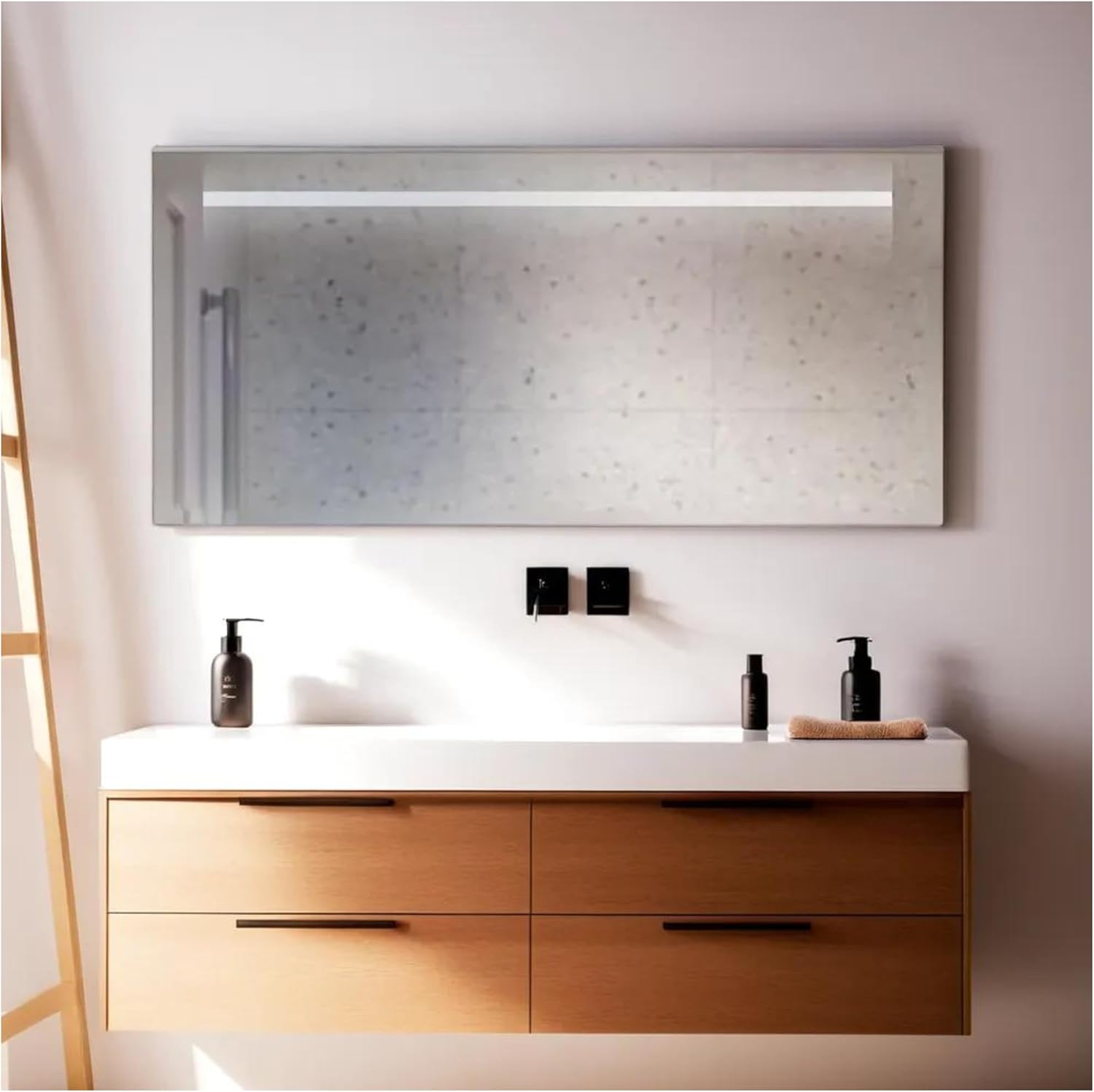 STYLE GLASS Specchio da Bagno Rettangolare con Dimmer Touch ATENA 120 x 60 cm, Made in Italy, Spessore 4mm, Kit Fissaggio Murale Incluso - 2