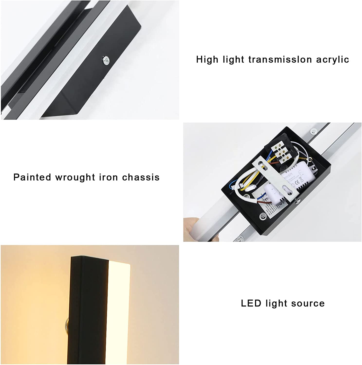 GOECO Applique Murale Intérieure LED,Style minimaliste,16W Lampe Murale Moderne 3000K Lumière Chaude,Acrylique pour Chambre,Salon et Couloir - 5