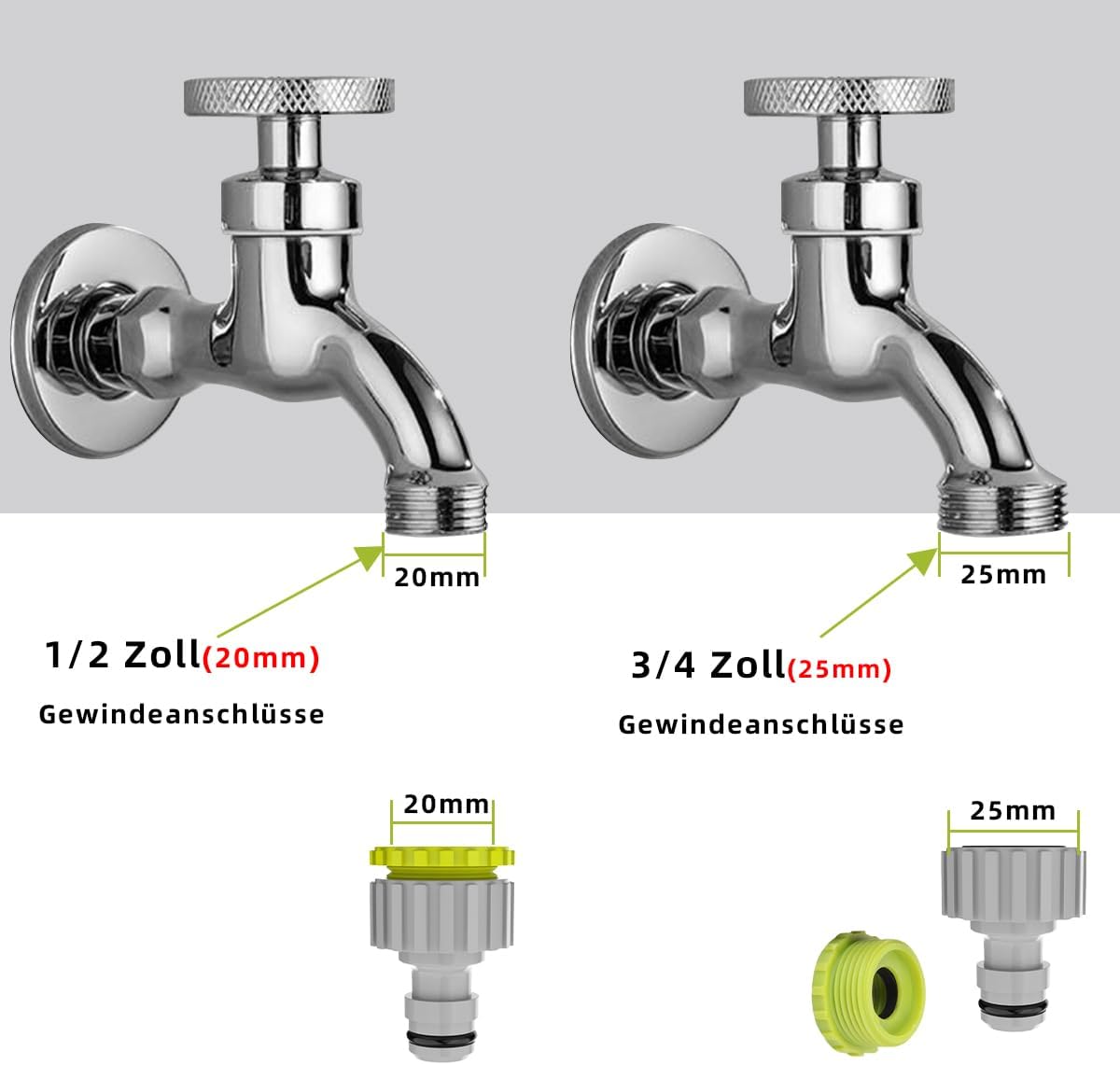 Adaptateurs De Robinet Jardin 2-en-1, Filetage 1/2" Et 3/4", Lot De 3 - Raccord Universel Pour Tuyau D'arrosage - 3