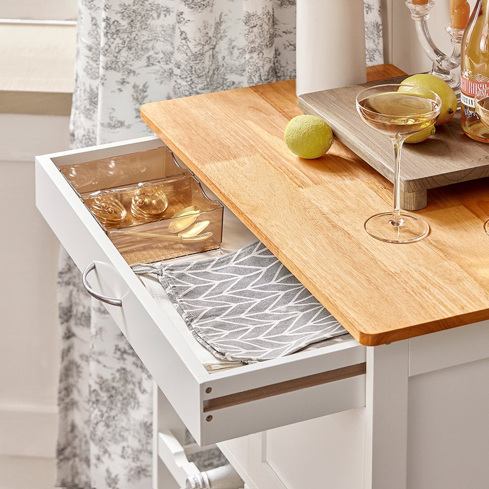 SoBuy Desserte de Cuisine avec 2 Portes et 2 Étagères, Chariot de Rangement sur Roulettes, 55x38x84 cm, Blanc FKW45-WN - 5