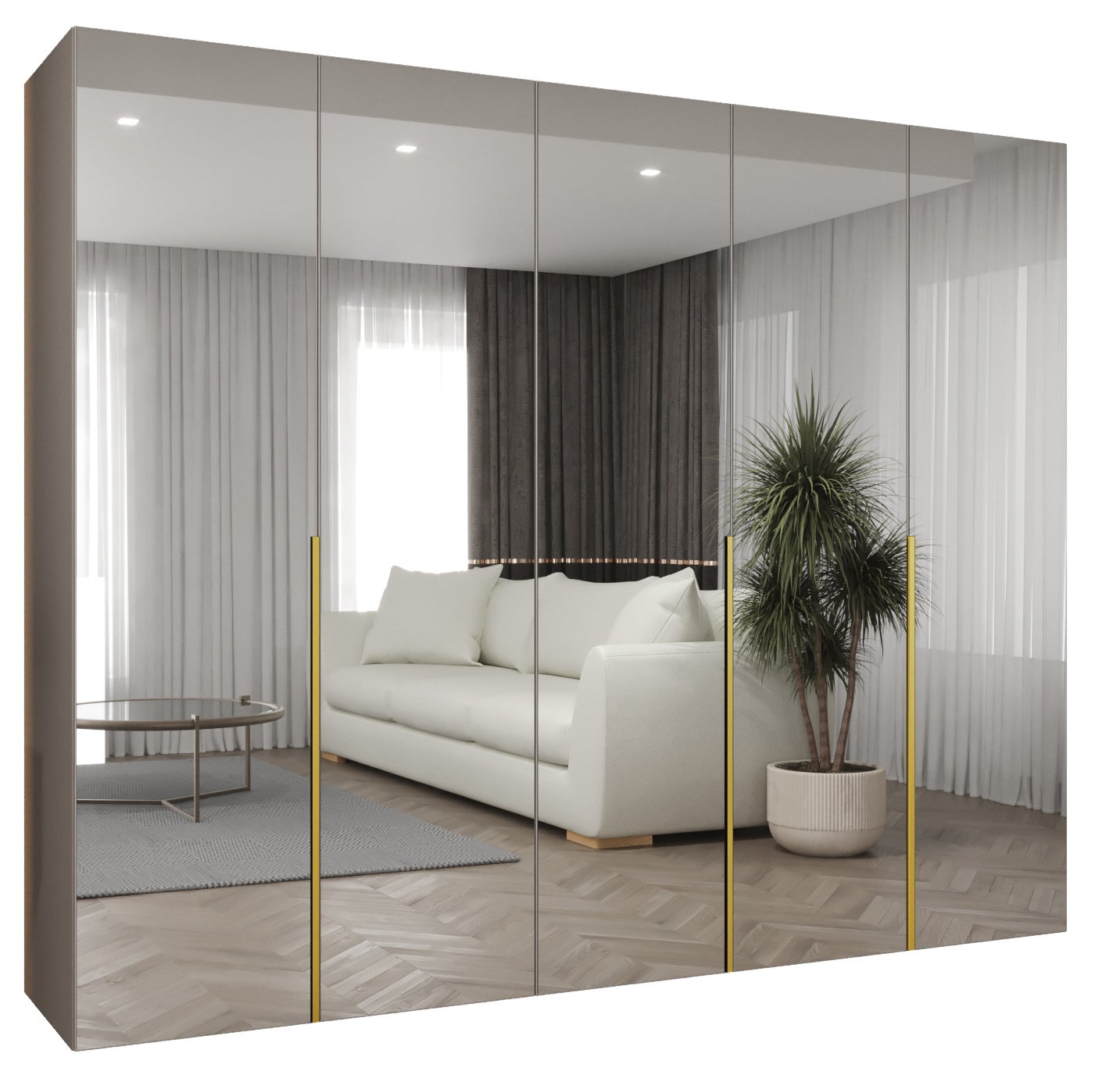 Szafa uchylna otwierana Alicante 3 250 x 52 x 202 cm kaszmir + u. złoty Abiks Meble