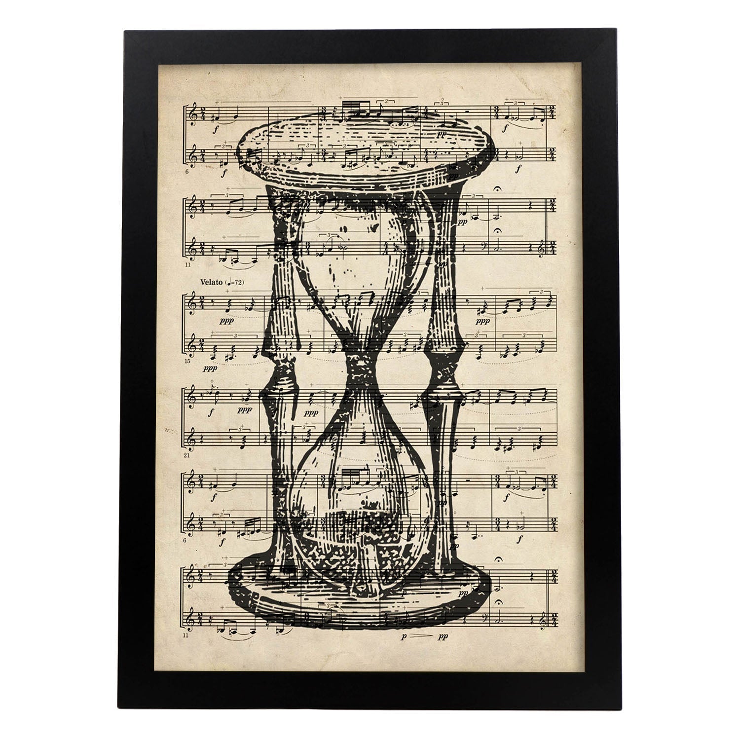 Affiches D'objets Vintage. La Lame À Tempo Avec Des Images D'objets Et D'instruments Vintage, Avec Des Définitions En Espagnol. Cadre En Bois Clair A3 - 3