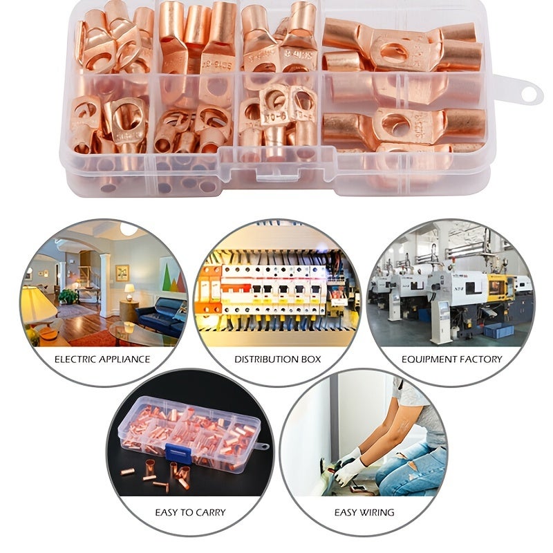 SC60PCS ensemble connecteur de cosse conventionnel de couleur naturelle, Kit de connecteur de borne à sertir électrique de câble - 5