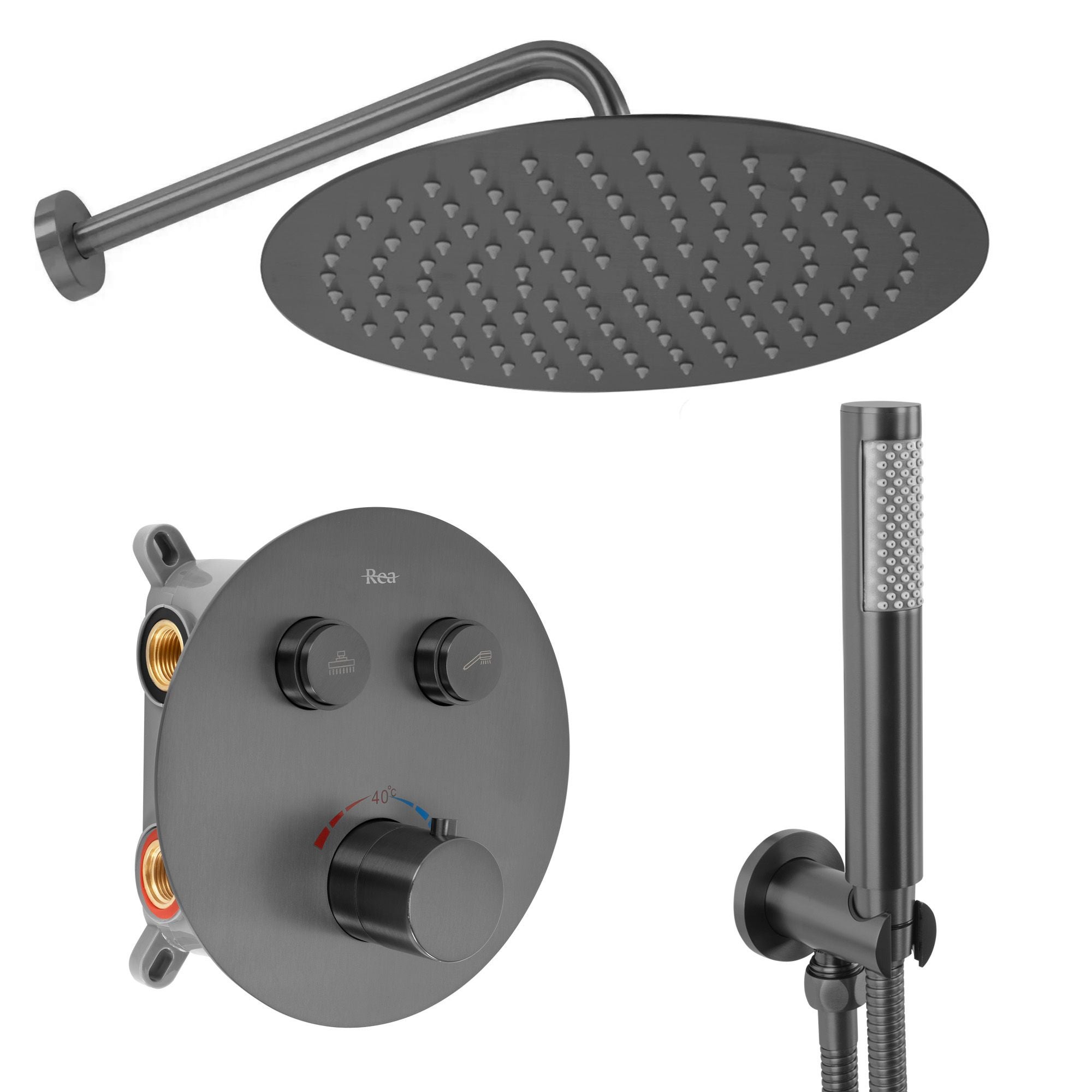 Zestaw natryskowy podtynkowy z termostatem Rea Lungo Tytan + BOX
