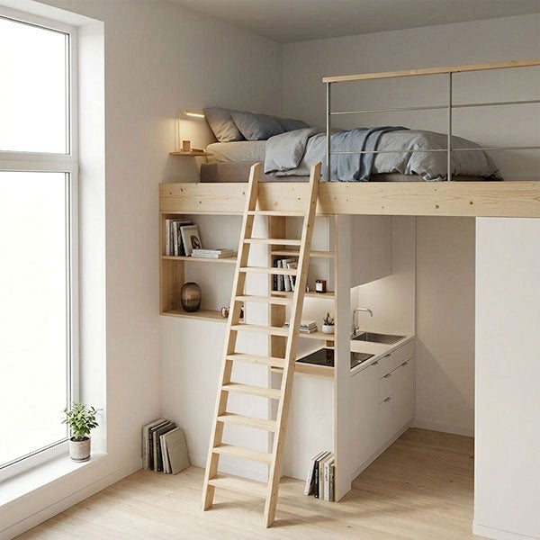 Escalier bois 13 marches - Hauteur à franchir 2.75m - Sans rampes - Largeur 0,50m - COTTAGE-P-275 - 6