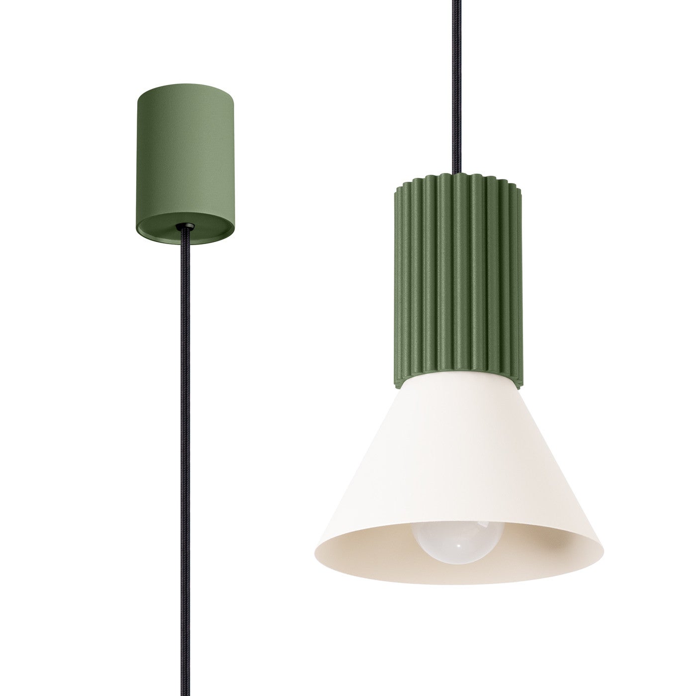 Lampa sufitowa ryflowana ESTRIA zielono-beżowa 1xE14x15W metal wym:120x14x14cm IP20 Sollux Lighting