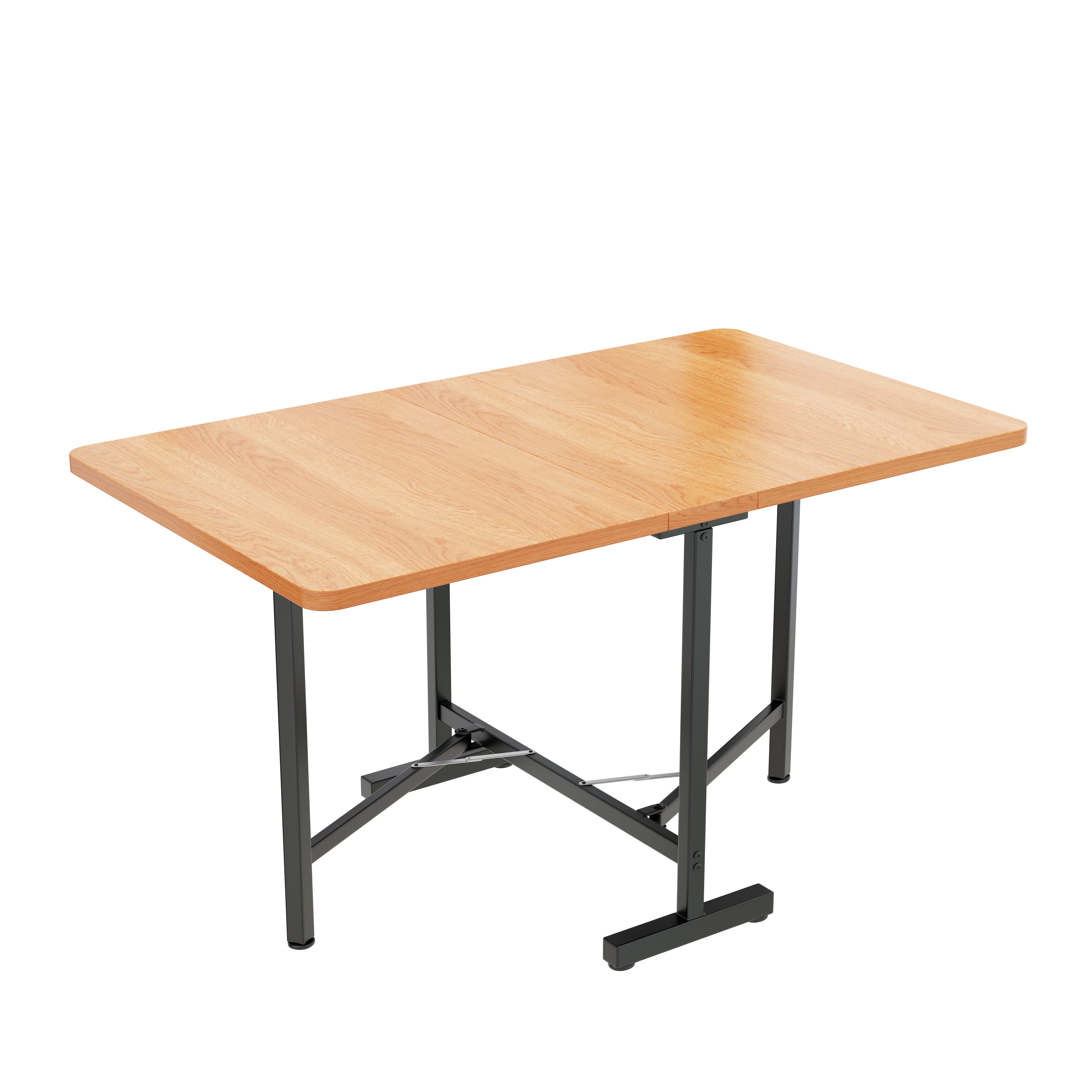 Table à manger pliable 4 à 6 couverts - L 120 x l 80 x H 75 cm - Bois MDF et métal - Naturel - 8