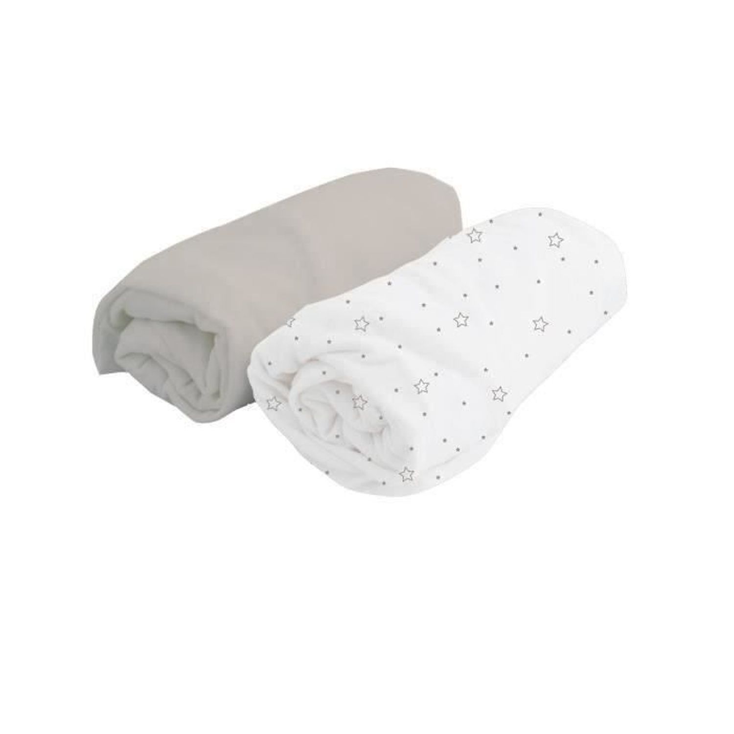 Juego de 2 sábanas bajeras - jersey - blanco/perla - 60 x 120 cm