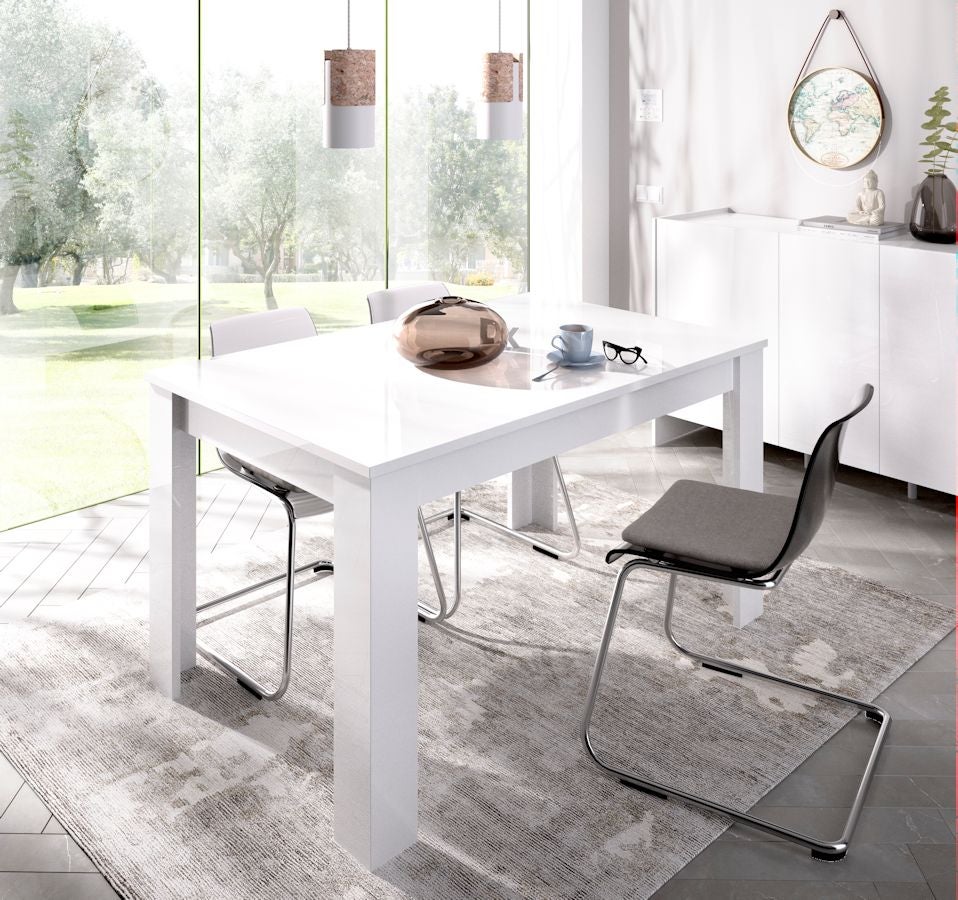 Table a manger extensible 4-6 personnes- Decor blanc - L 190 x P 90 x H 77 cm - DINE - 3