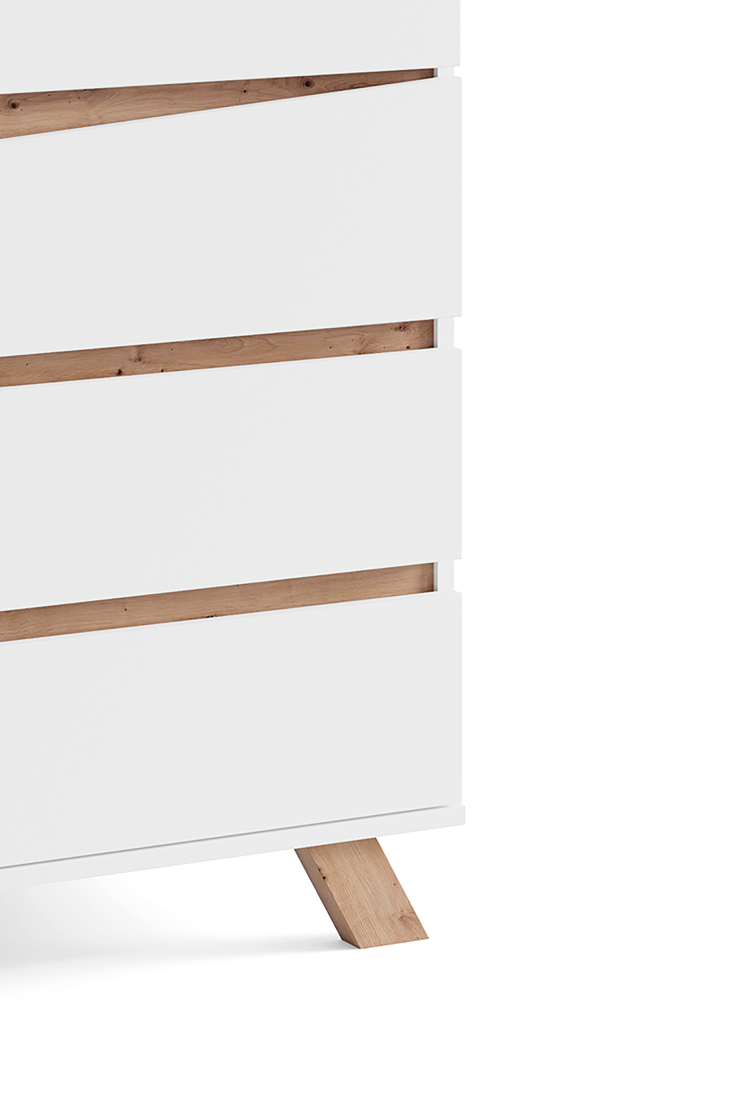 Secrétaire byLIVING VALENTIN / Secrétaire blanc mat avec imitation chêne / Armoire de bureau avec 1 porte et 3 tiroirs / L 120, H 127, P 38 cm - 6