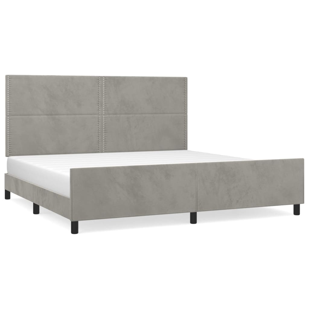 Maison Exclusive - Cadre de lit sans matelas gris clair 200x200 cm velours - 2