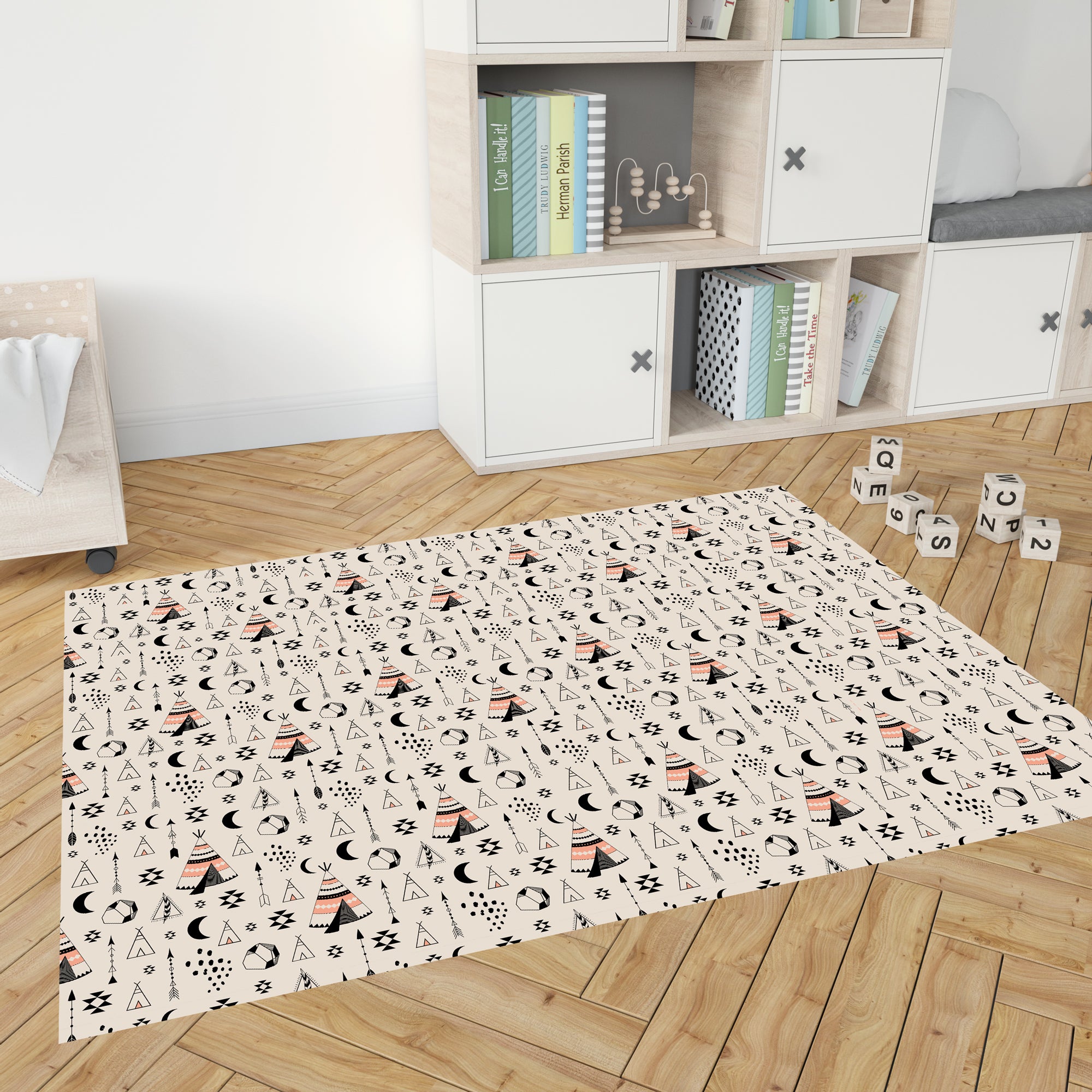 Alfombra de vinilo infantil Indios 140x200 cm PVC antideslizante - Main Image