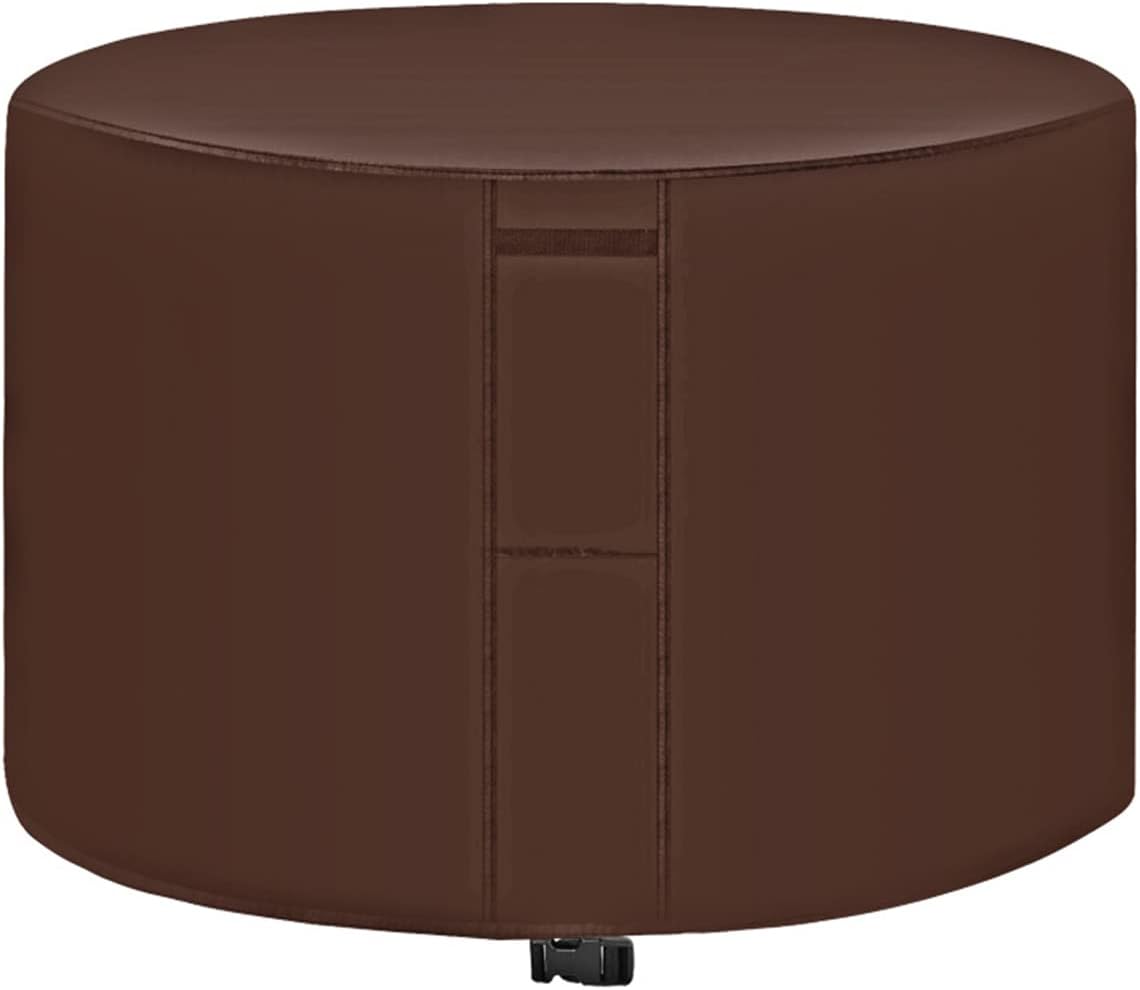 Wodoodporny pokrowiec ochronny na okrągłe meble ogrodowe, tkanina Oxford 420D, wiatroodporny, odporny na promieniowanie UV, brązowy, 185 x 110 cm