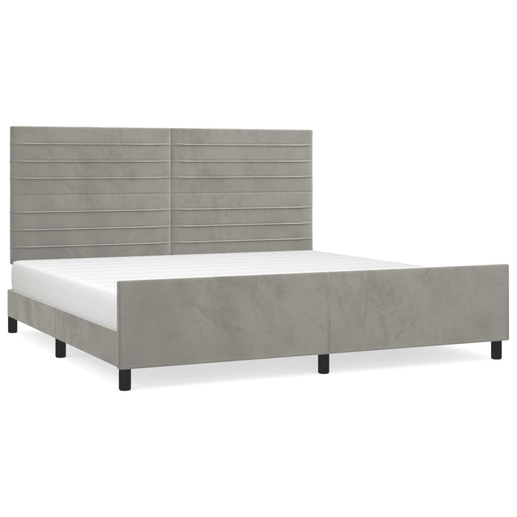 Cadre de lit sans matelas gris clair 200x200 cm velours - 2