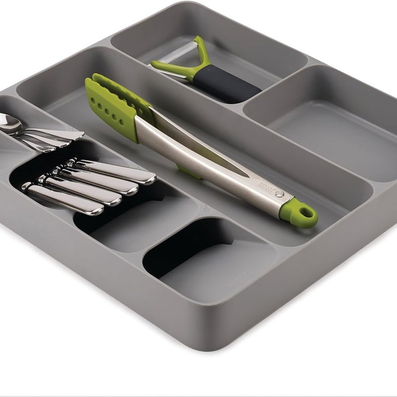 Kompaktowy schowek na sztućce - Przybory kuchenne i akcesoria - Organizacja kuchni Organizer na sztućce do szuflady - Szary